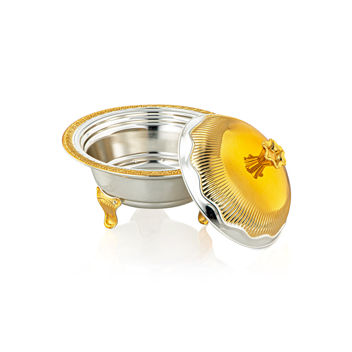 222S-SG - تمرية المرجان بغطاء 18 سم - ذهبي وفضي