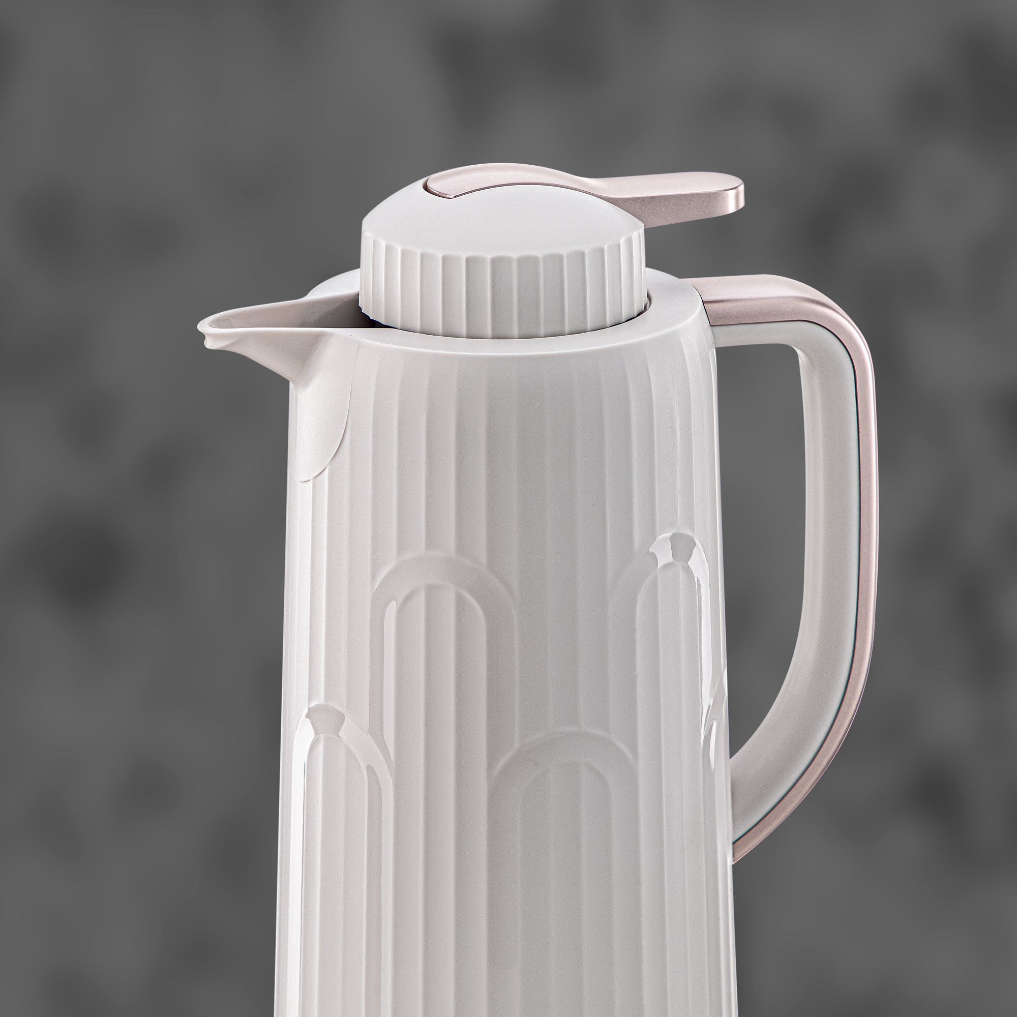 Almarjan Vacuum Flask Set 1L + 1L White & Matt Gold