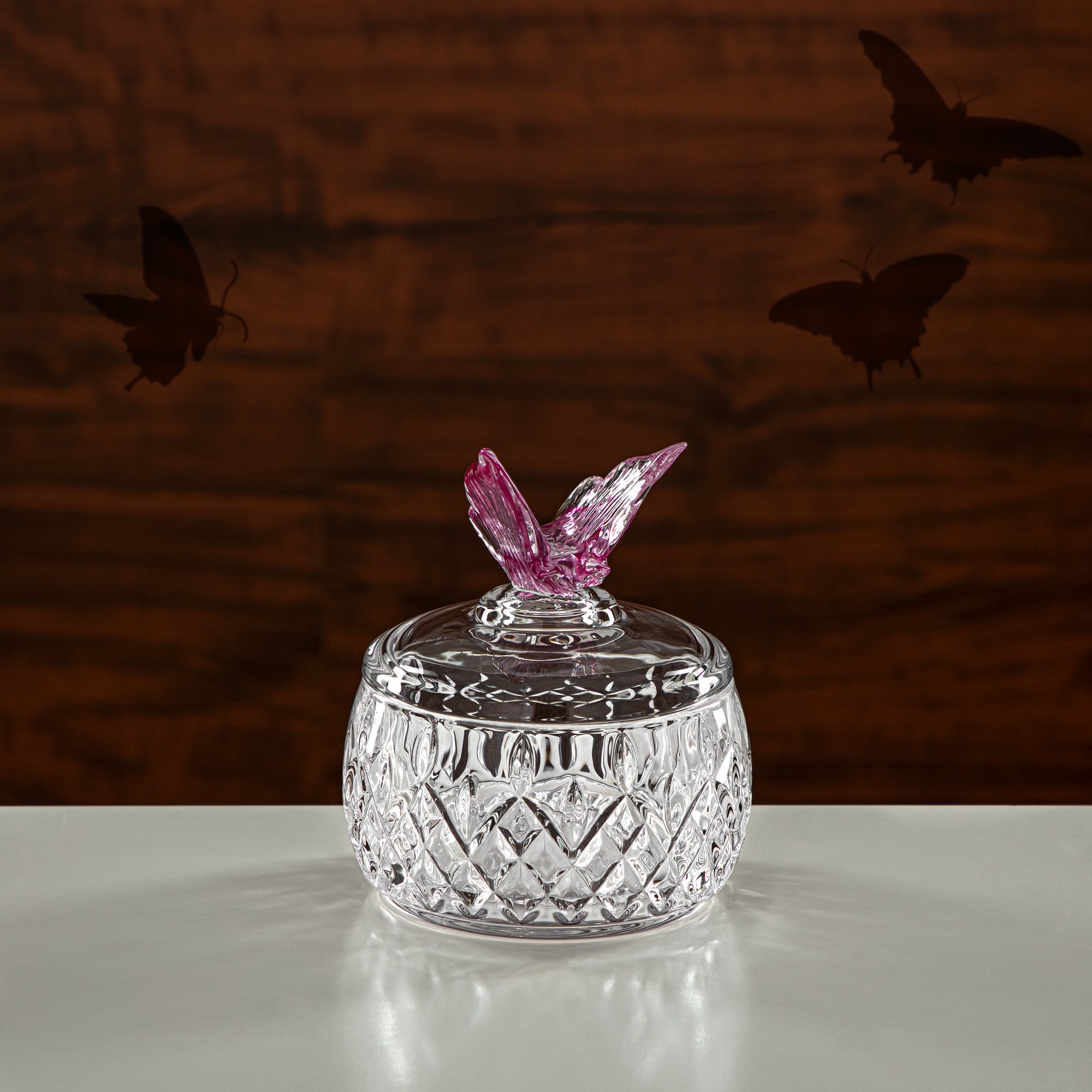 وعاء حلوى المرجان 11 سم زجاج شفاف ووردي (41244-275-BG) قطع أنيقة للضيافة