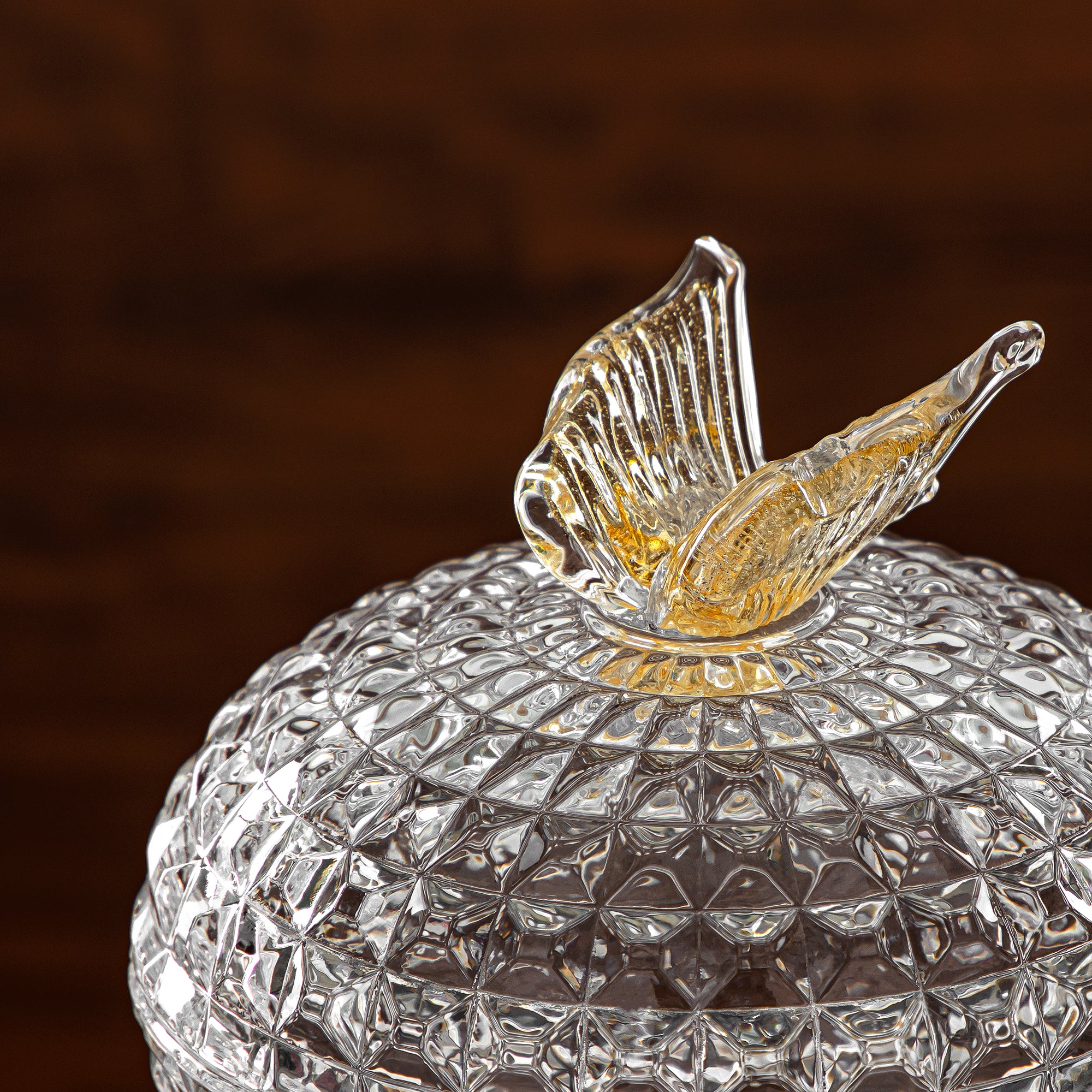 وعاء حلوى المرجان 14.5 سم زجاج شفاف وعسلي (42084-150-BA) قطع أنيقة للضيافة