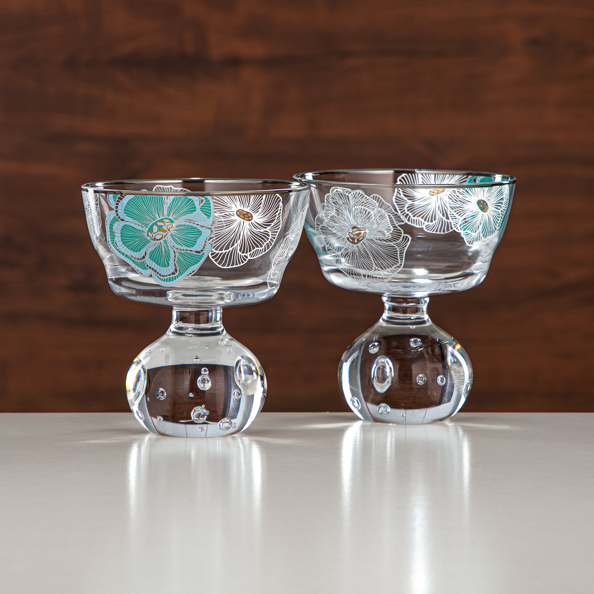 Almarjan Ice Cream Cup Set Printed Glass 3 Pieces (8387-5-12257) – Emerald Bloom Dessert Collection