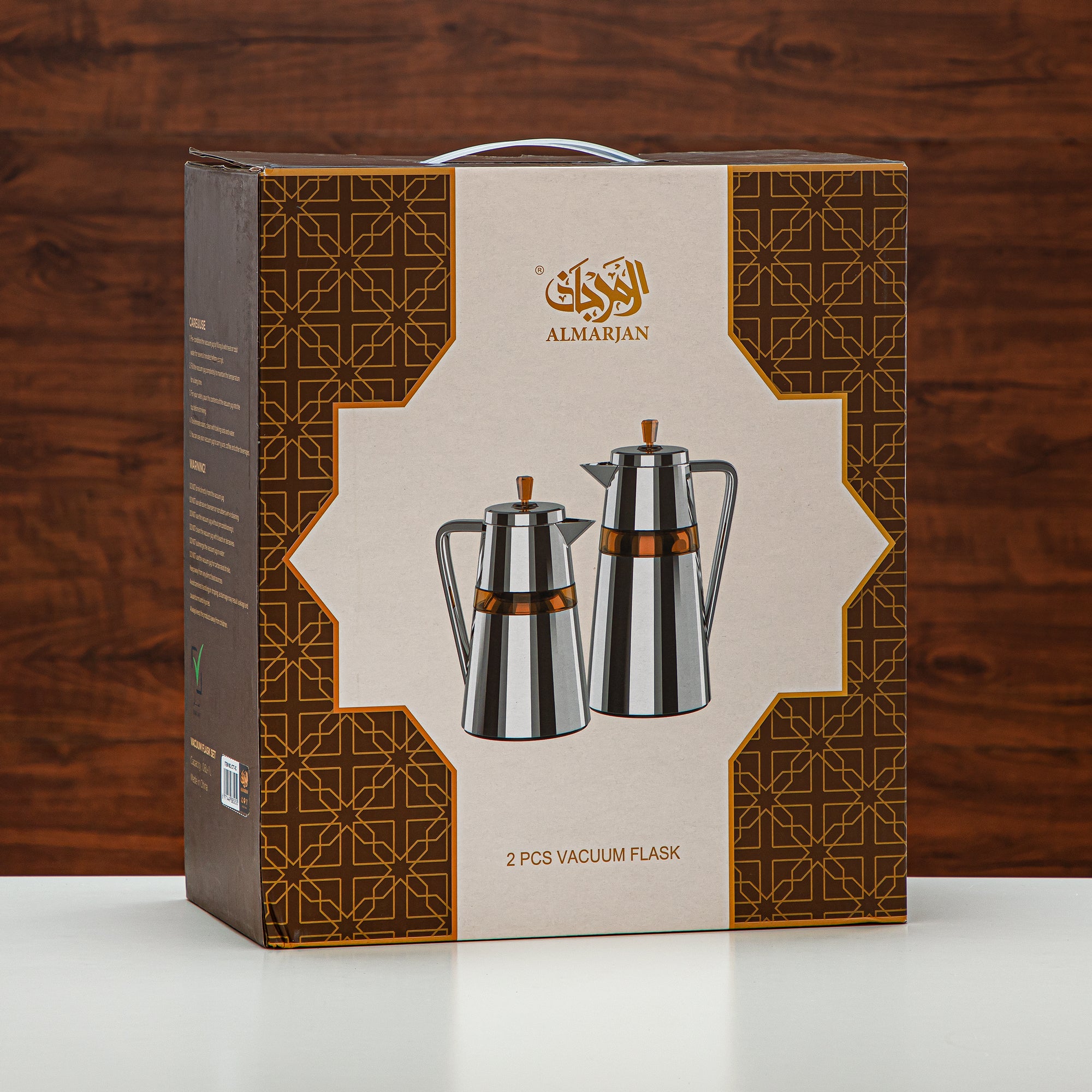 Almarjan 2 Pieces Vacuum Flask Set Black & Transparent - C77-BA