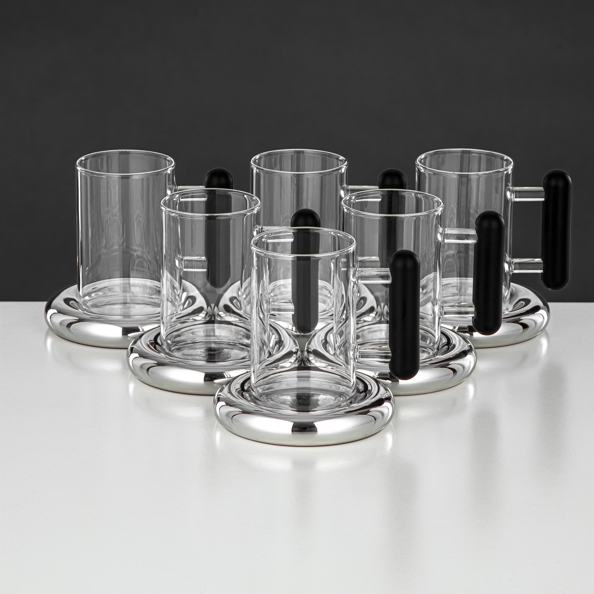 Almarjan Vacuum Flask Set 21-Piece Silver with Black Handle & Cover 1L + 1L (FG211-21 MC/TM) – Complete Serving | Ramadan & Gatherings