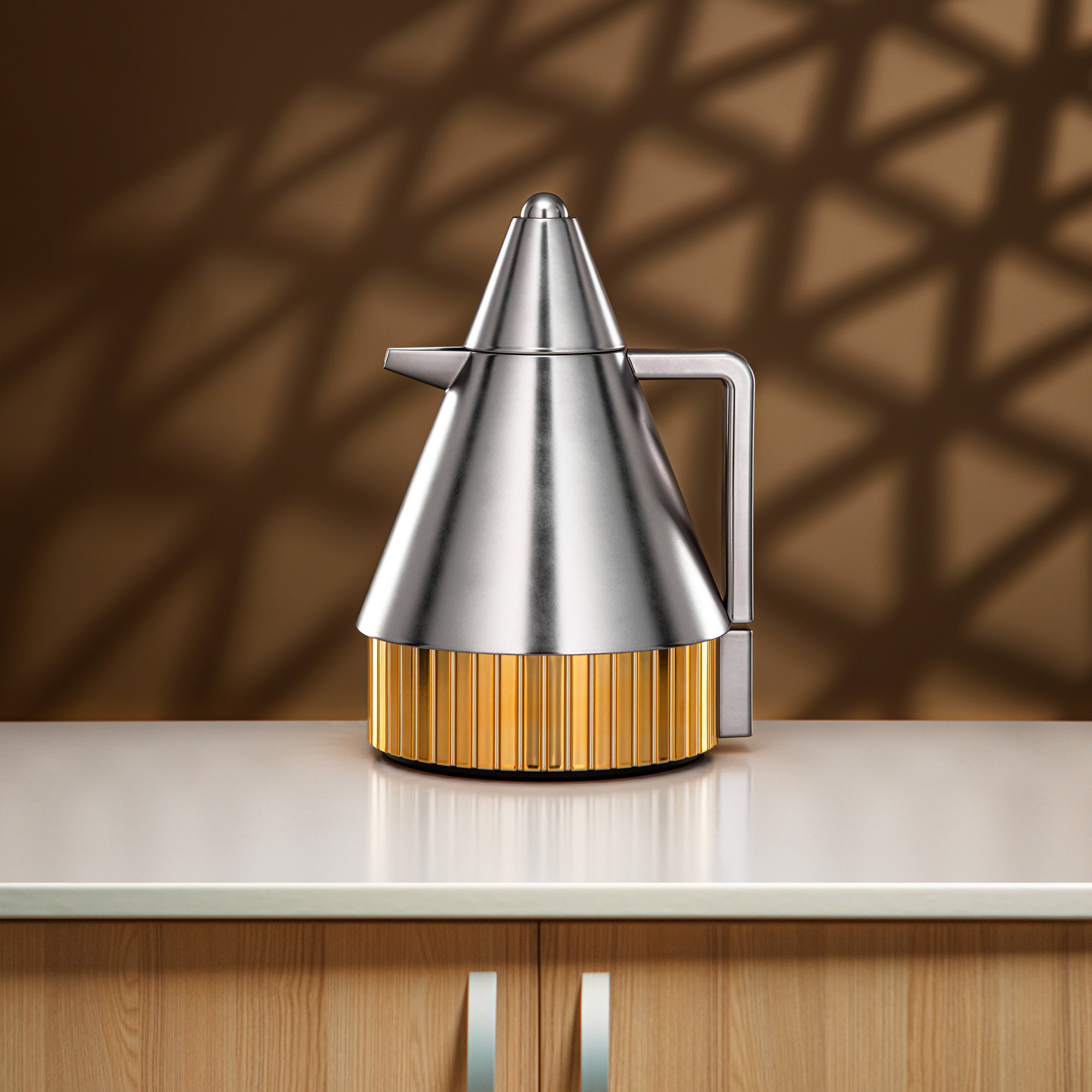 Almarjan Vacuum Flask Set 1L + 1L Matt Nickel & Gold