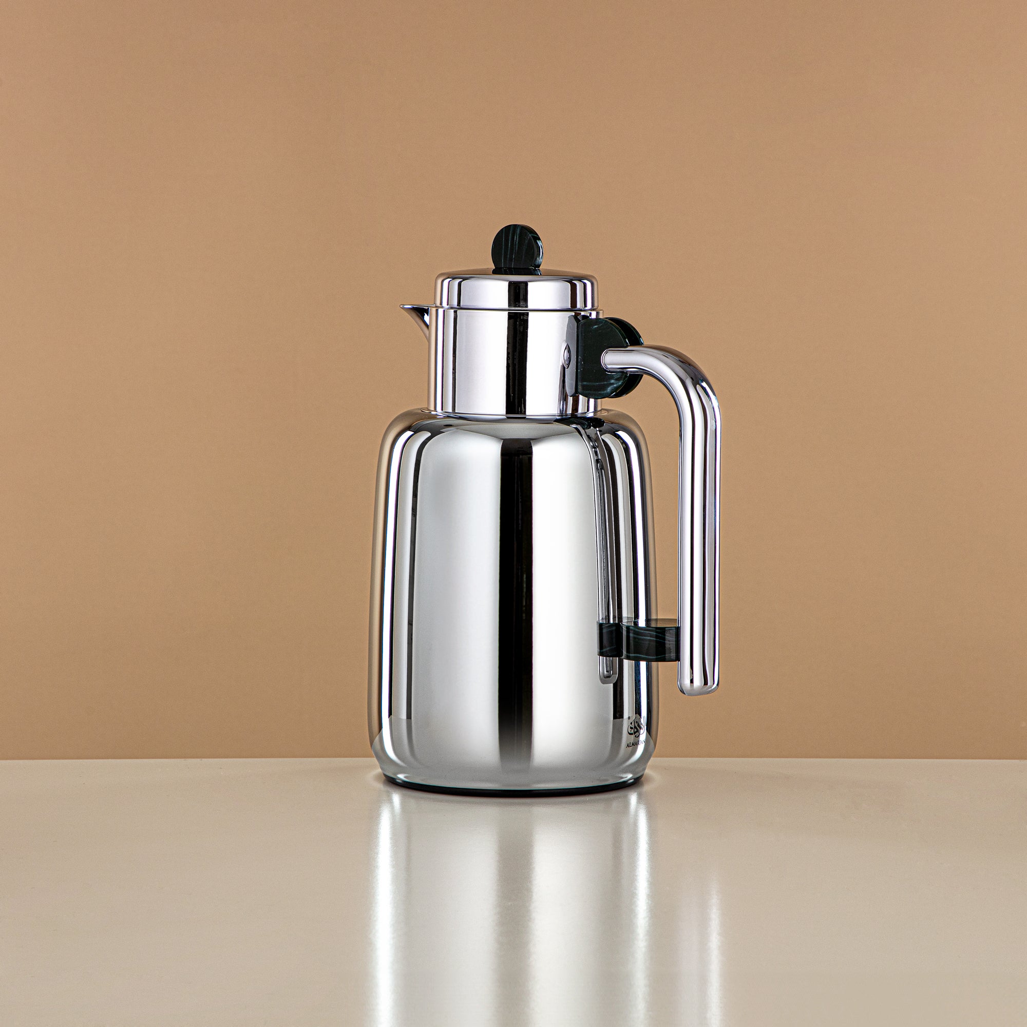 ألمرجان طقم ترامس - 0.7 لتر + 1 لتر، فضي وأسود/أخضر رخام (FG808-070/100 GM/C) - لتقديم الشاي والقهوة