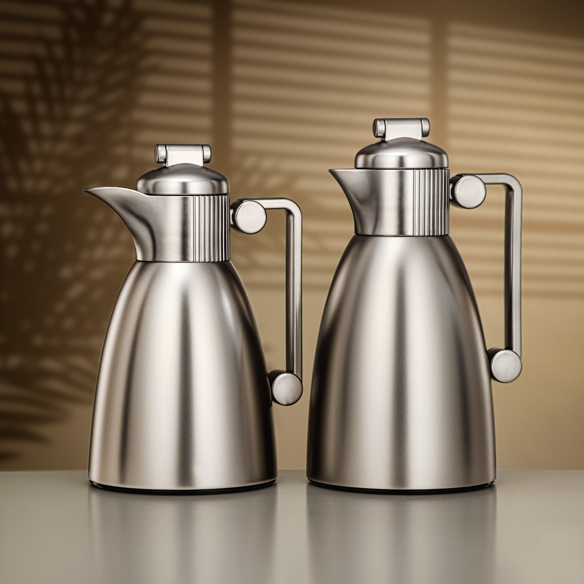 Almarjan Vacuum Flask Set 0.7L & 1L Matt Nickel