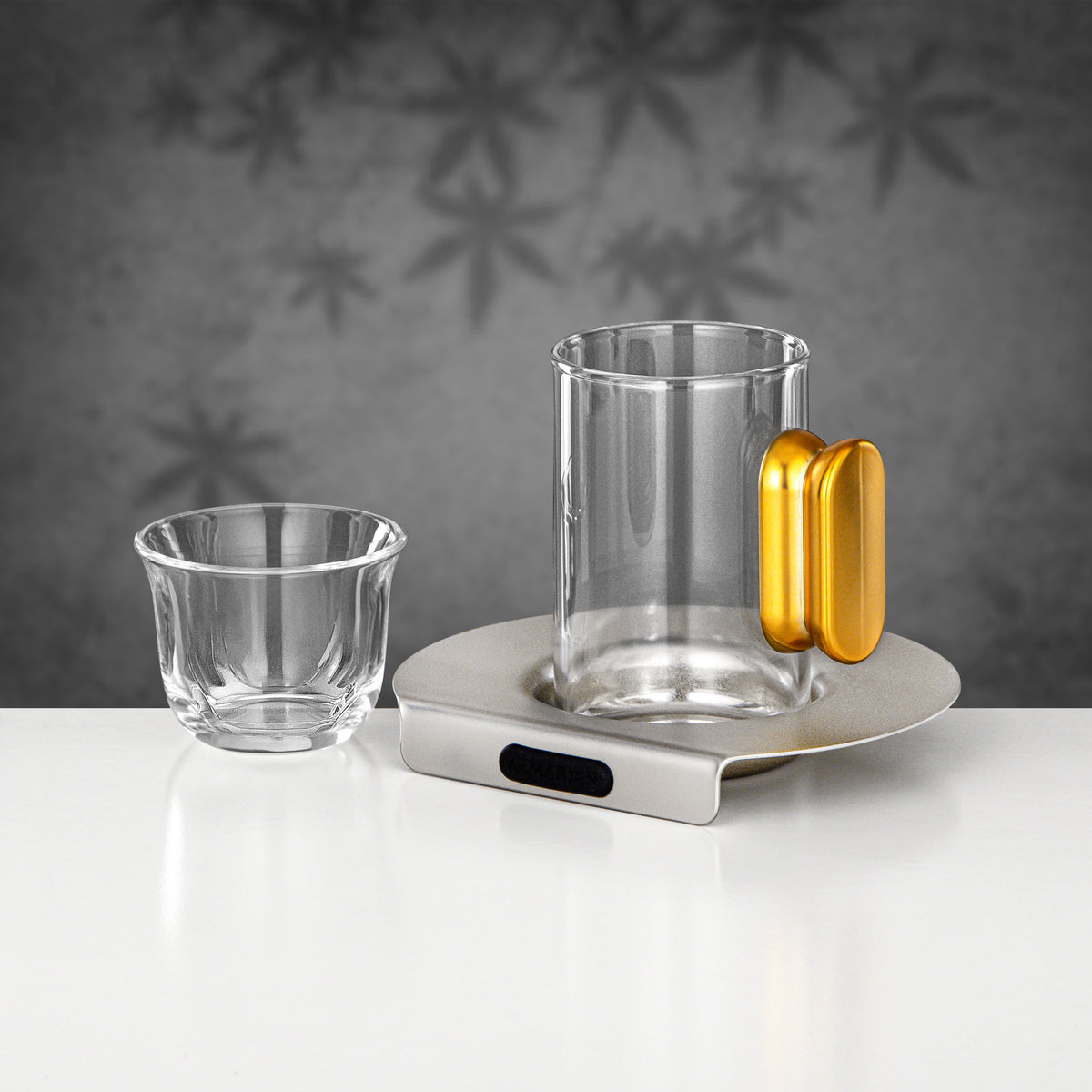 Almarjan 21 Pieces Tea & Coffee Set, Matt Nickel & Matt Gold