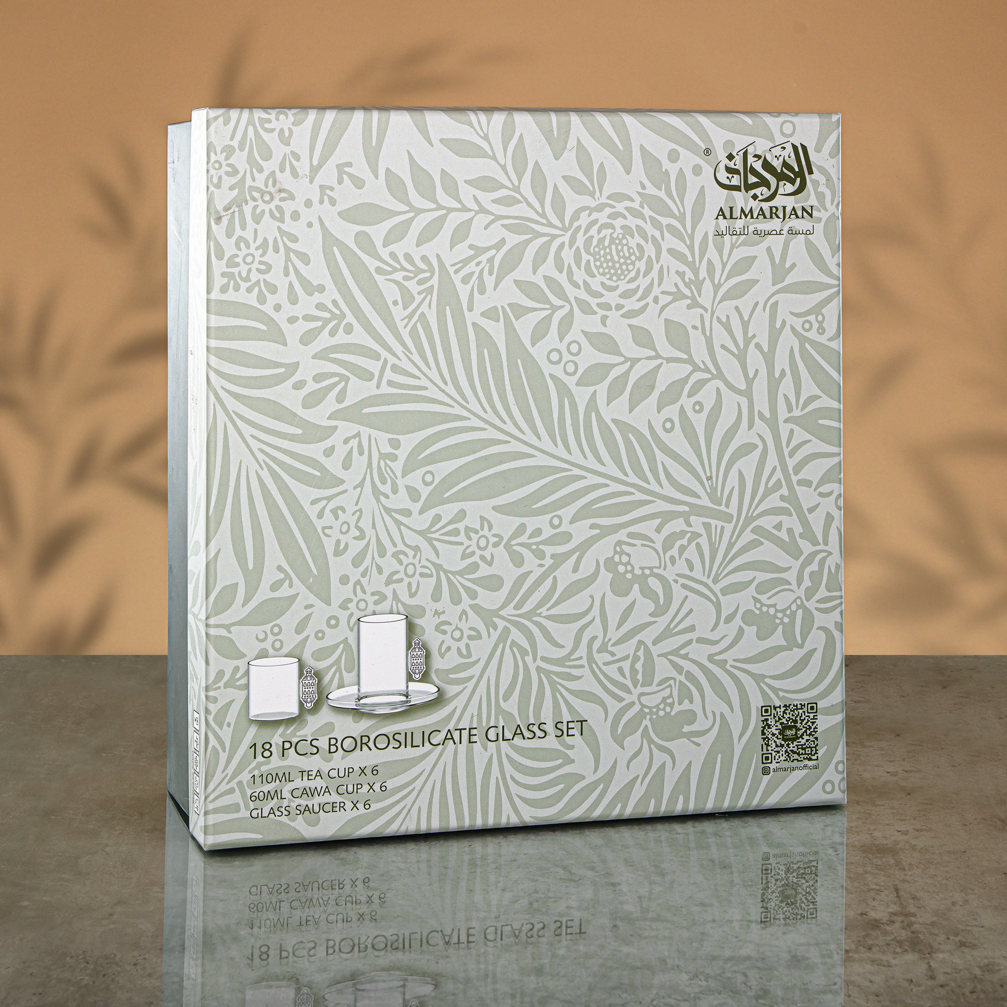 طقم شاي المرجان ١٨ قطعة شفاف