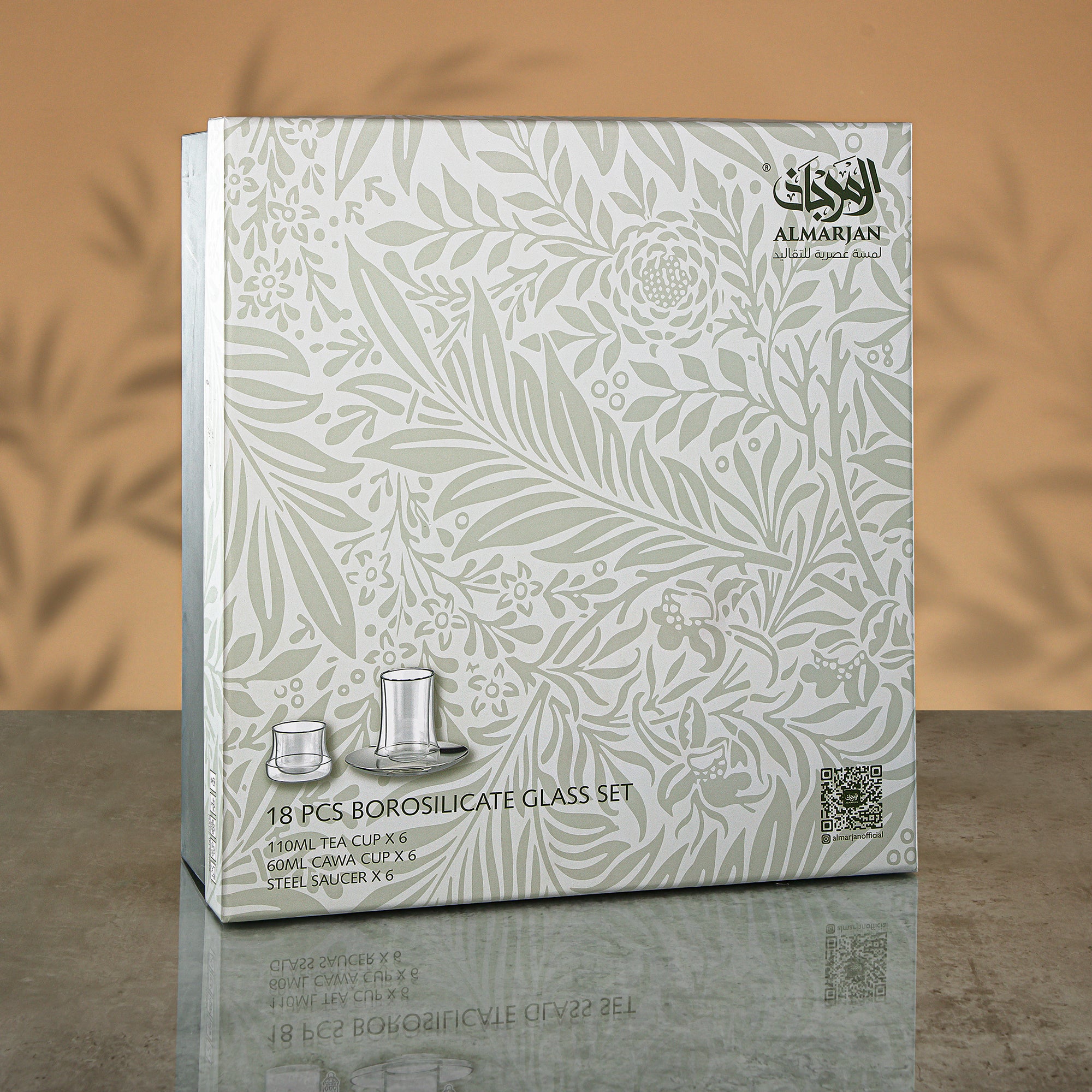 طقم شاي المرجان ١٨ قطعة شفاف