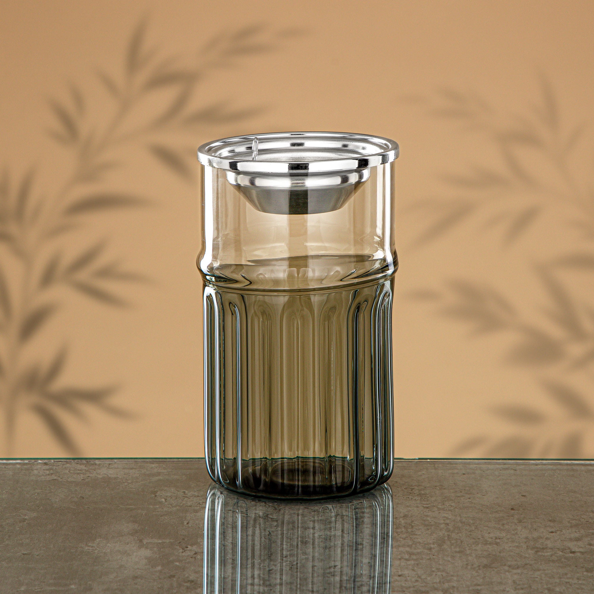 مبخرة المرجان من زجاج البوروسيليكات الشفاف باللون الرمادي والشفاف