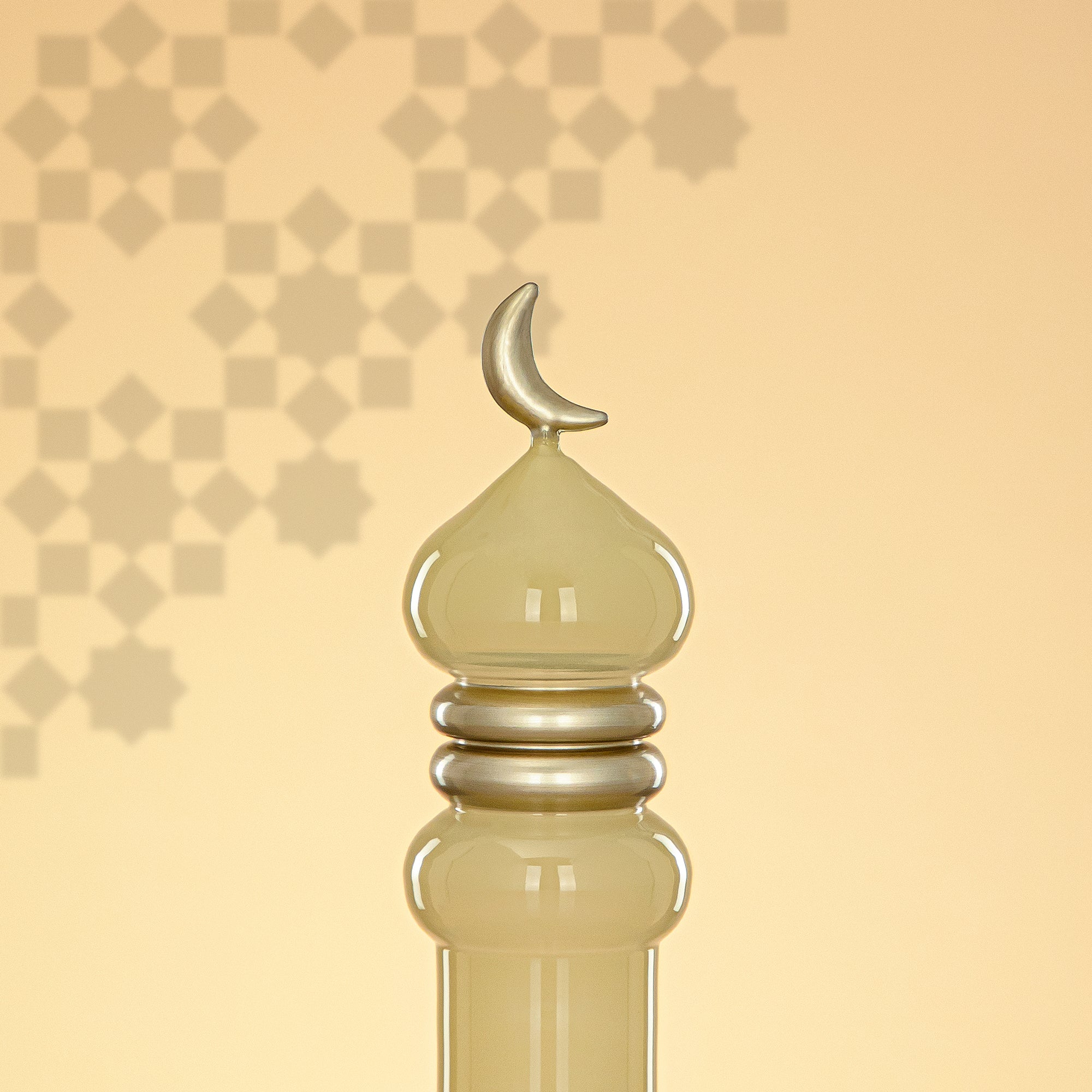 المرجان مئذنة زينة طاولة 24cm x 8cm عاجي مع خطوط ذهبية وهلال – Noor Al Layali