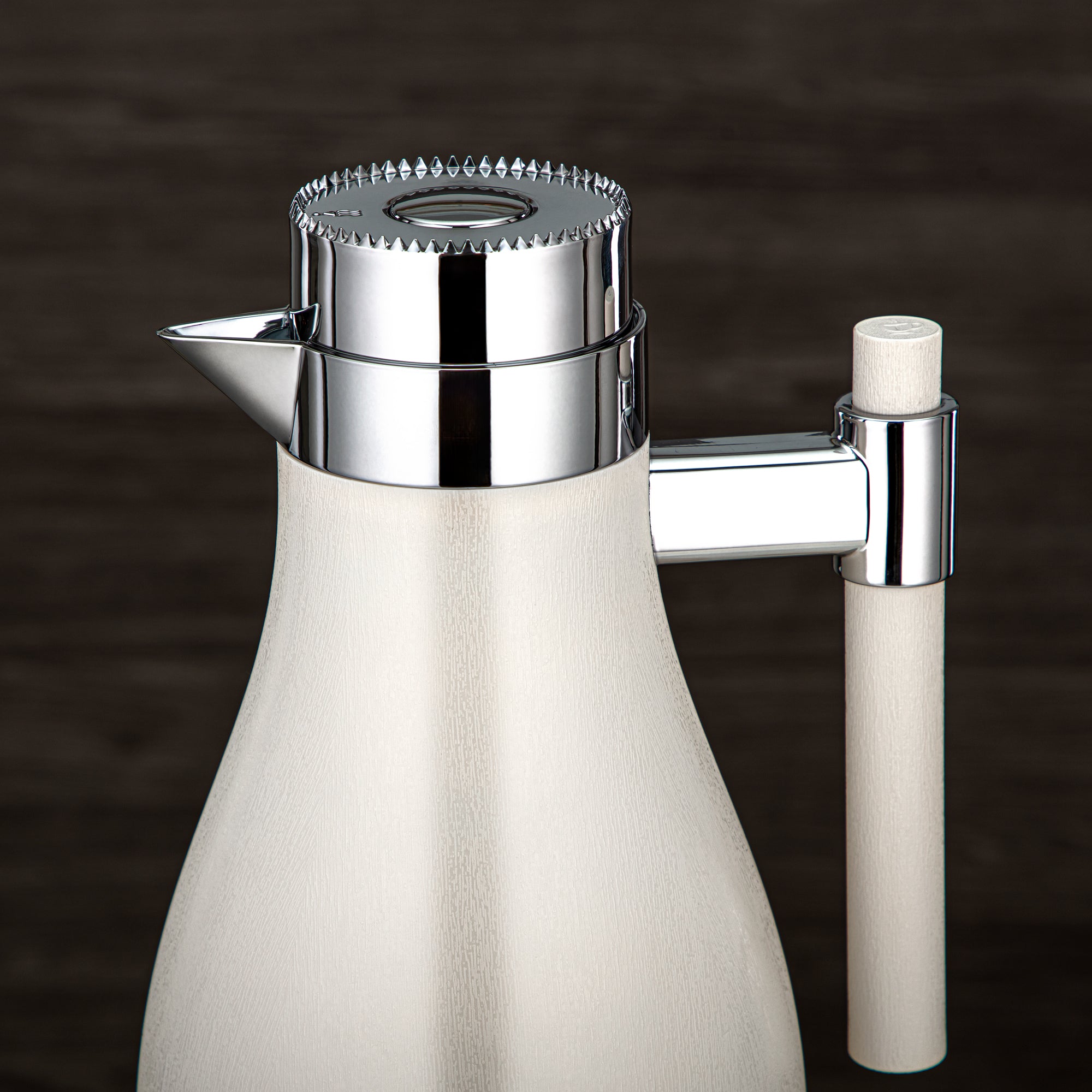 Almarjan Vacuum Flask Set ABS Push Button 1L + 1L Ivory & Silver (GOK-IVY-S-S) - Elegant Serving