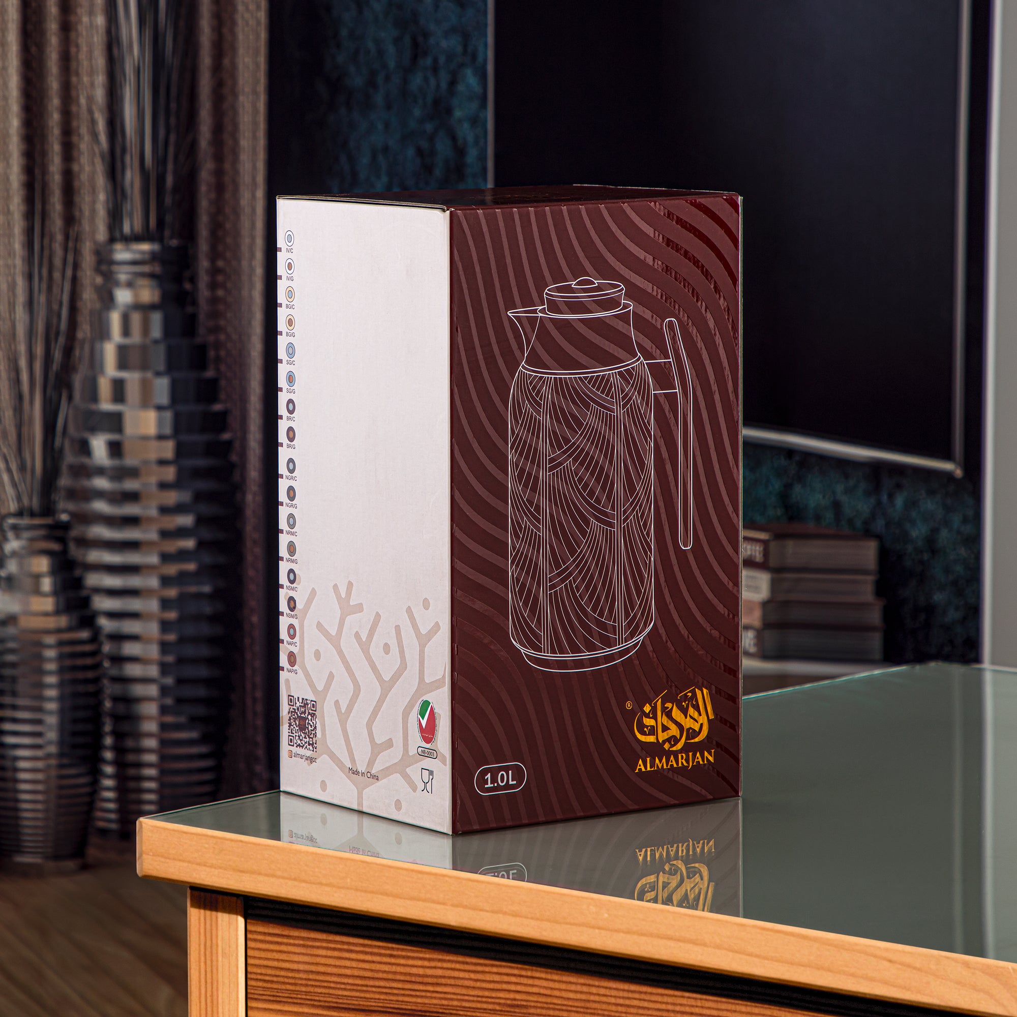 ترمس المرجان سعة 1 لتر باللون الأخضر الطحلبي والذهبي - GT113-100 NSM/G