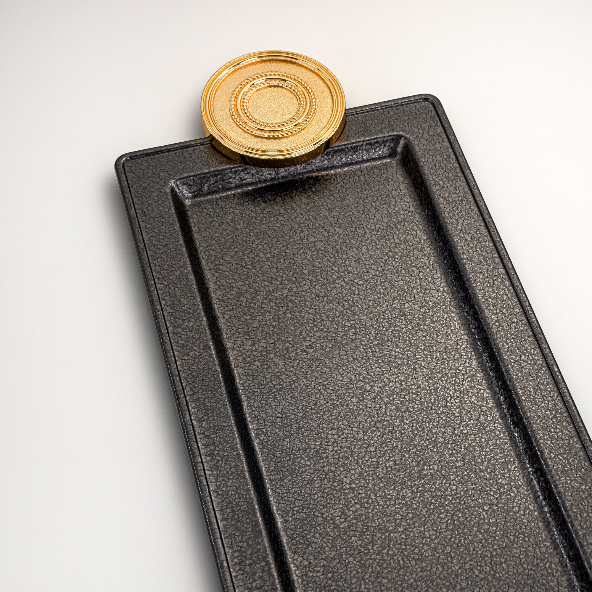 Almarjan Serving Tray 50 cm Black & Gold Crackle