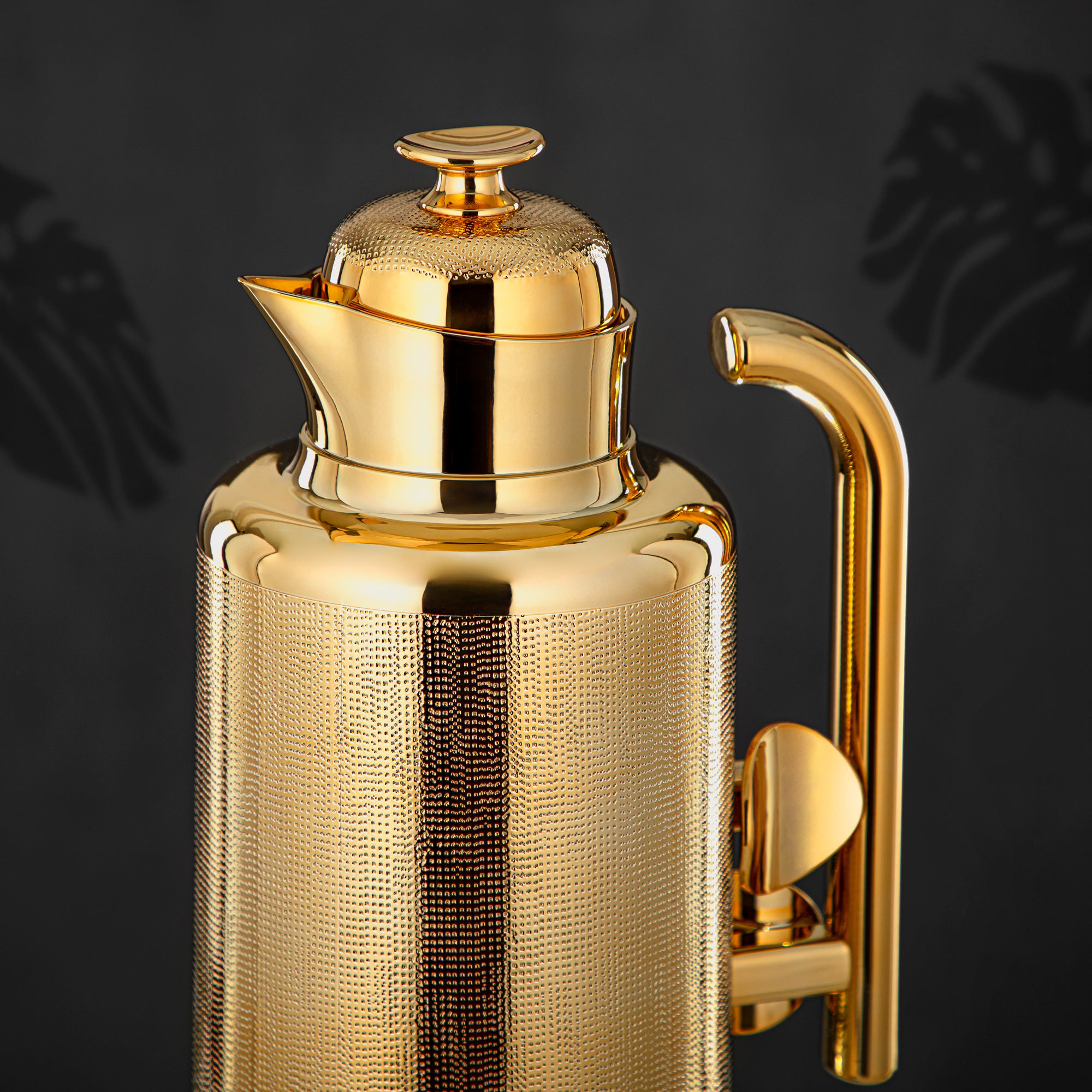 Almarjan Vacuum Flask Set, ABS, Push Button, 1L + 1L, Gold (IZ-G) - Modern Elegance