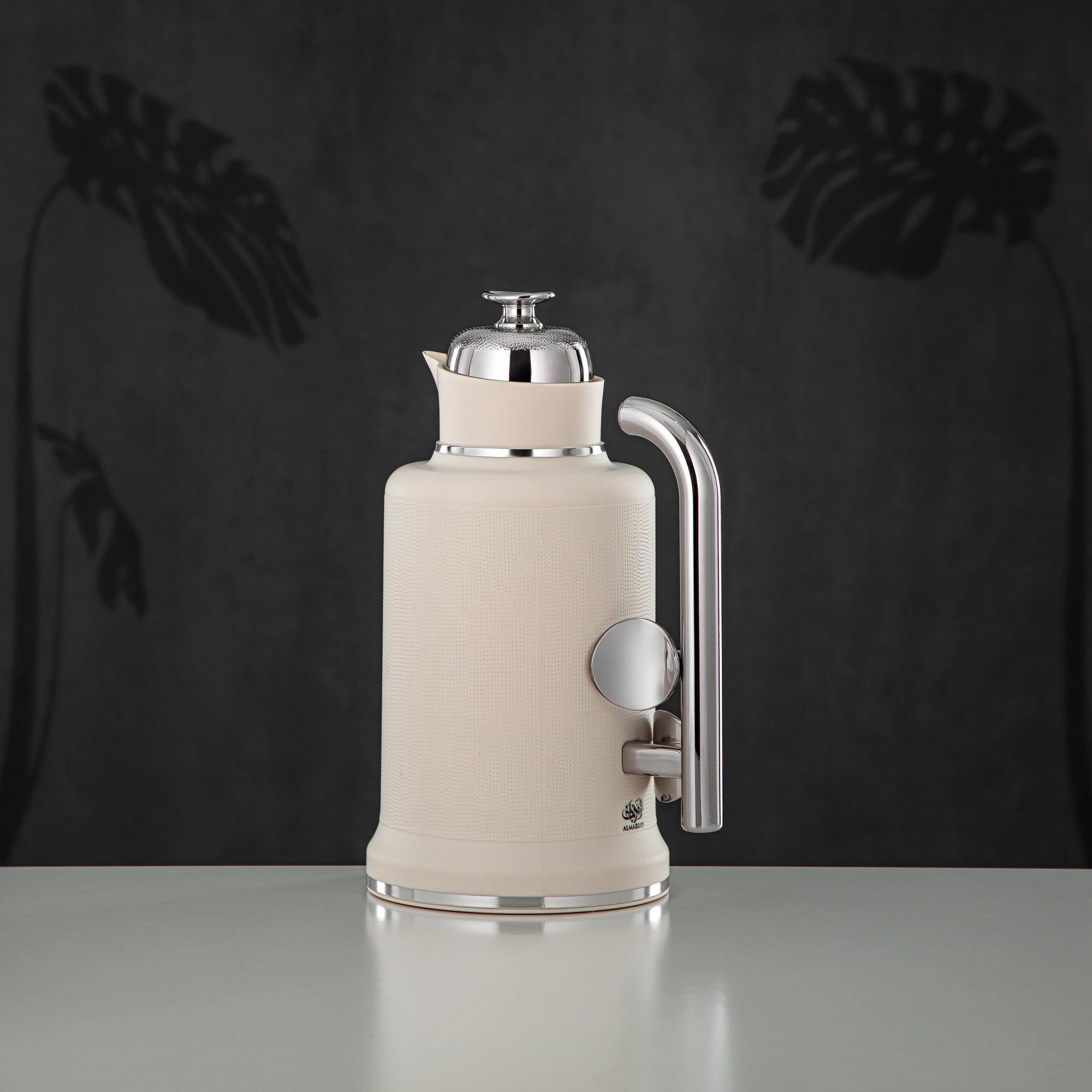 Almarjan Vacuum Flask Set, ABS, Push Button, 1L + 1L, Matt Ivory & Silver (IZ-MIVYS) - Modern Elegance