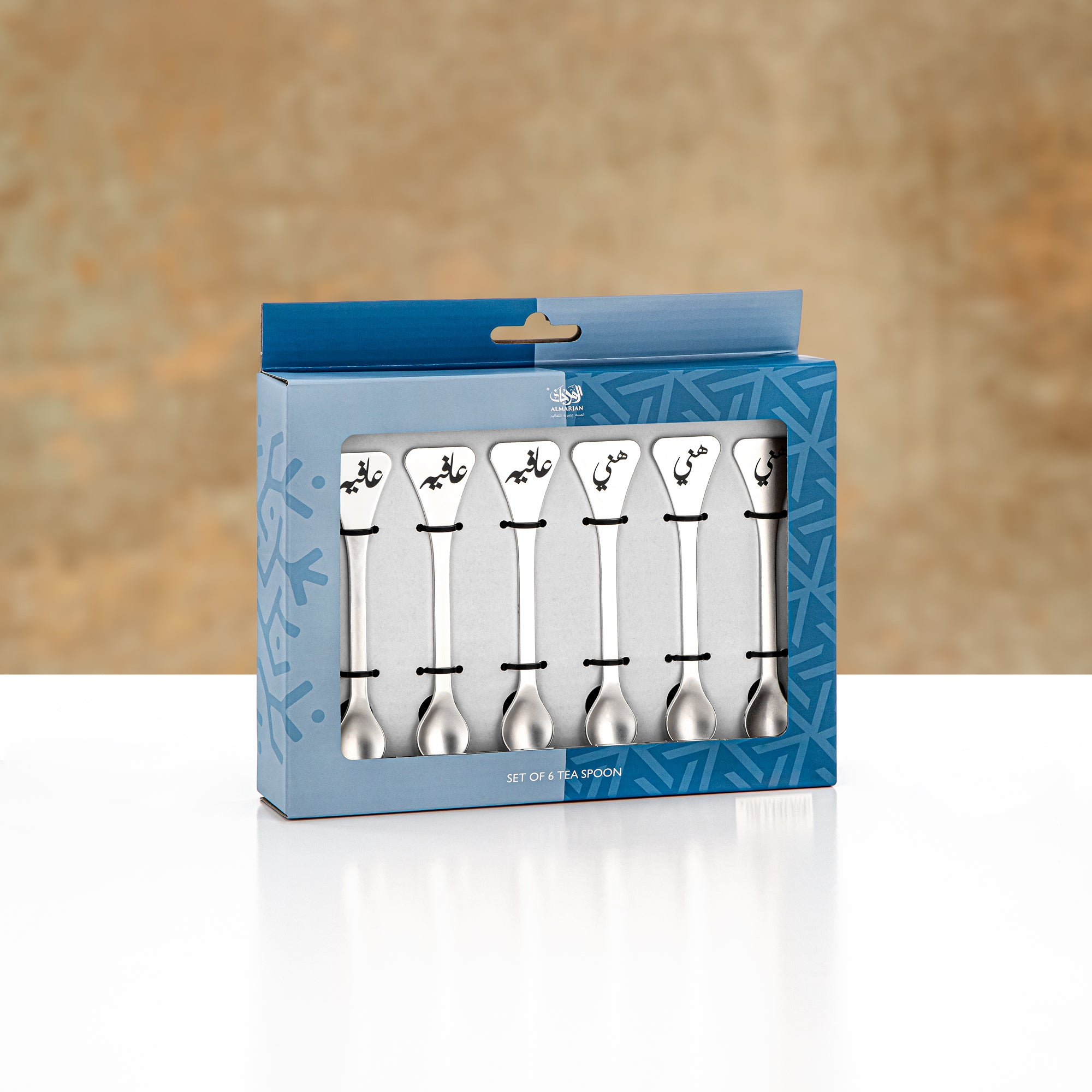 طقم ملاعق شاي المرجان، 6 قطع، فضي غير لامع