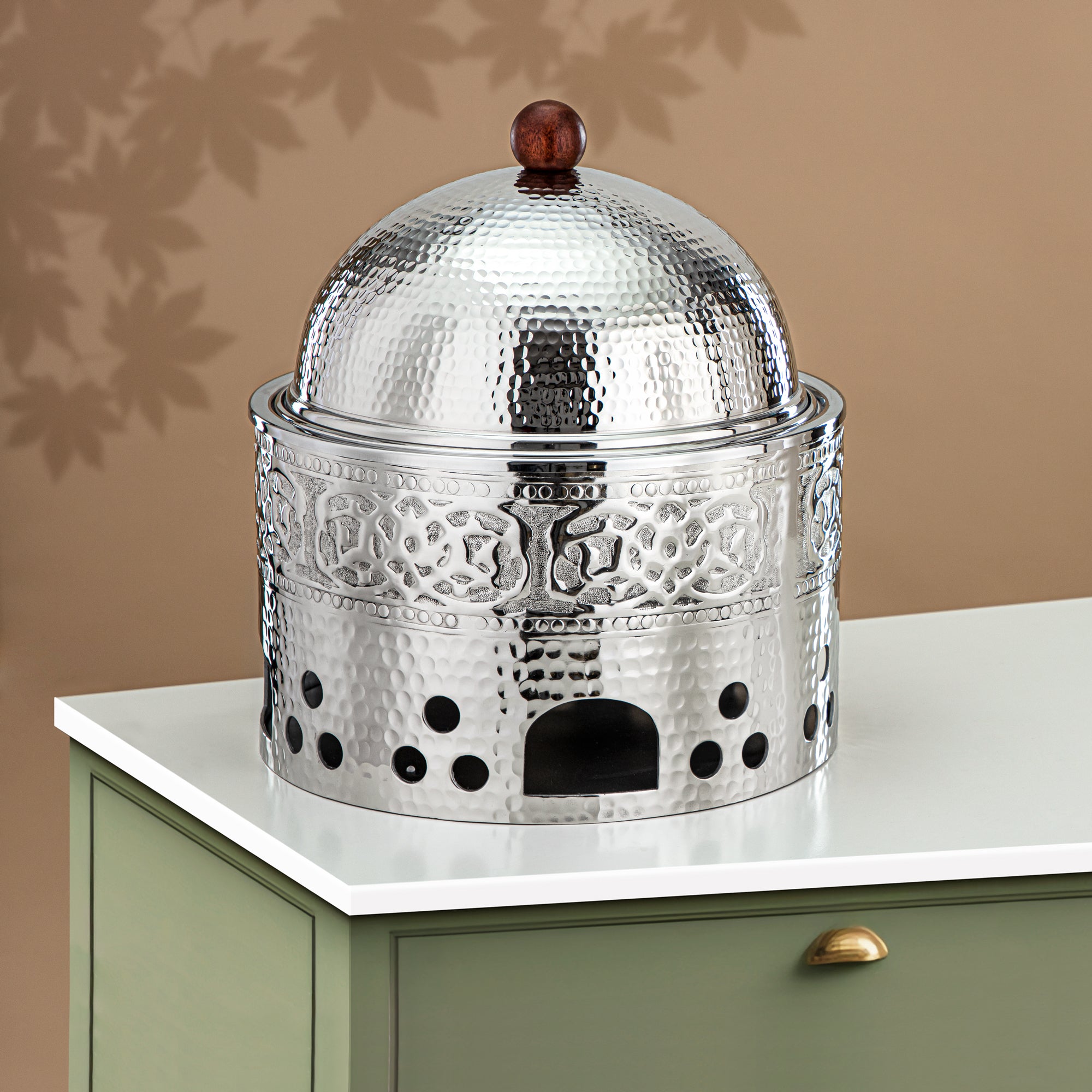 Almarjan Chafing Dish Stainless Steel, 29CM (3 Liters), Silver (MD-3041 A) - Stylish Serveware