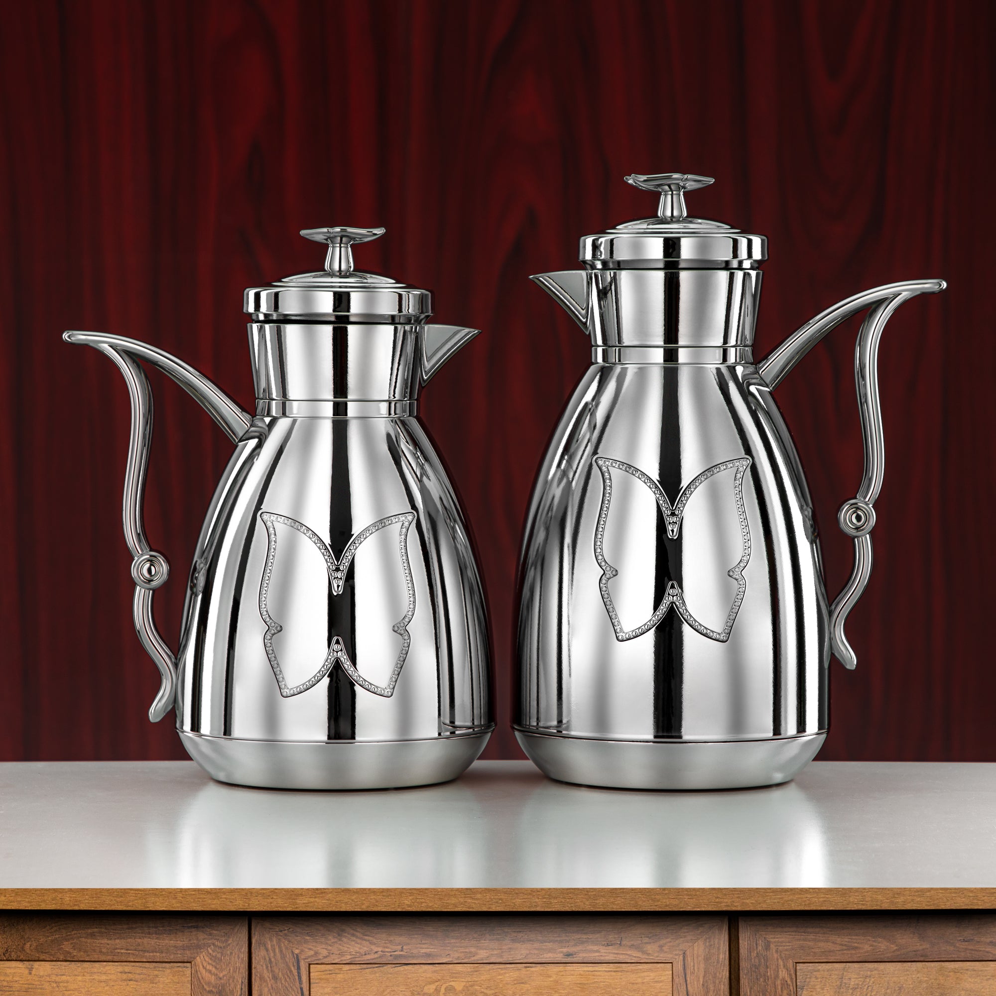 طقم ترامس المرجان زر ضغط بلاستيك 0.7 لتر + 1 لتر فضي (SM-2C142-070/100 ALL C) - زجاجة شاي وقهوة