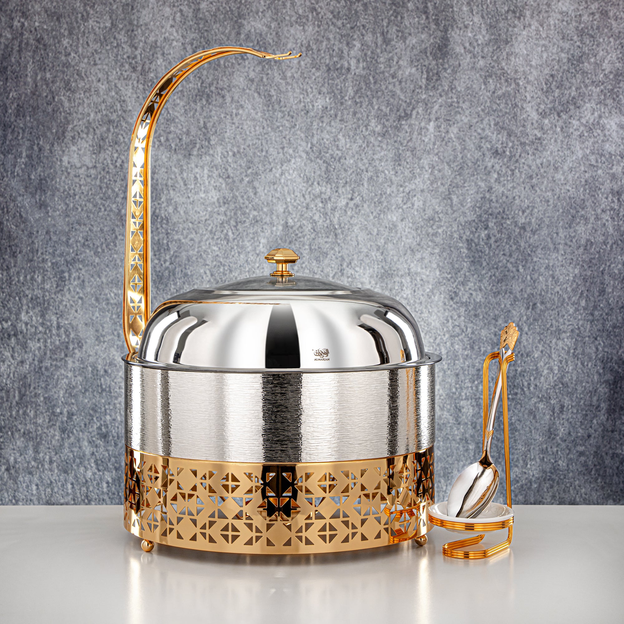 المرقجان 6500 مل طبق تسخين فضي وذهبي - STS0013343