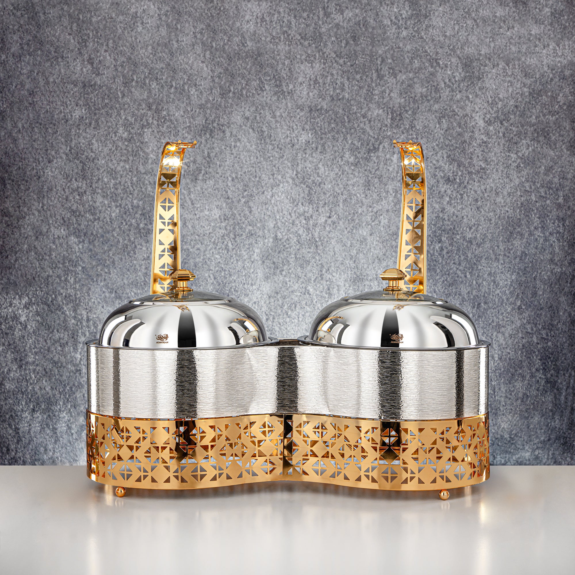 Almarjan 3000 ML + 3000 ML Double Chafing Dish Silver & Gold- STS0013349