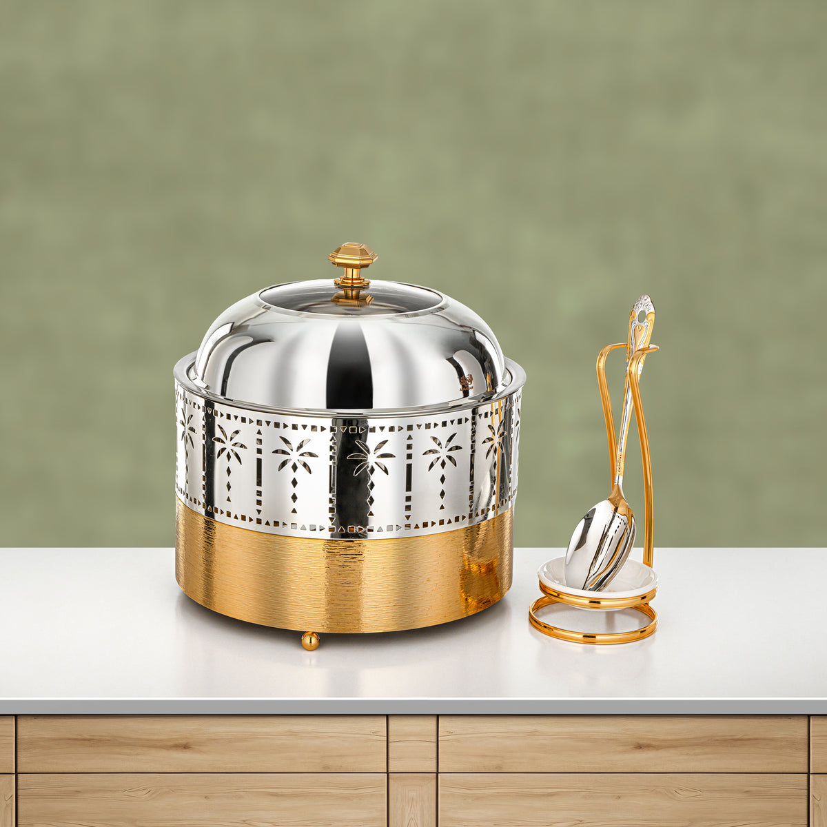 Almarjan 3L Chafing Dish, Brushed Gold & Silver