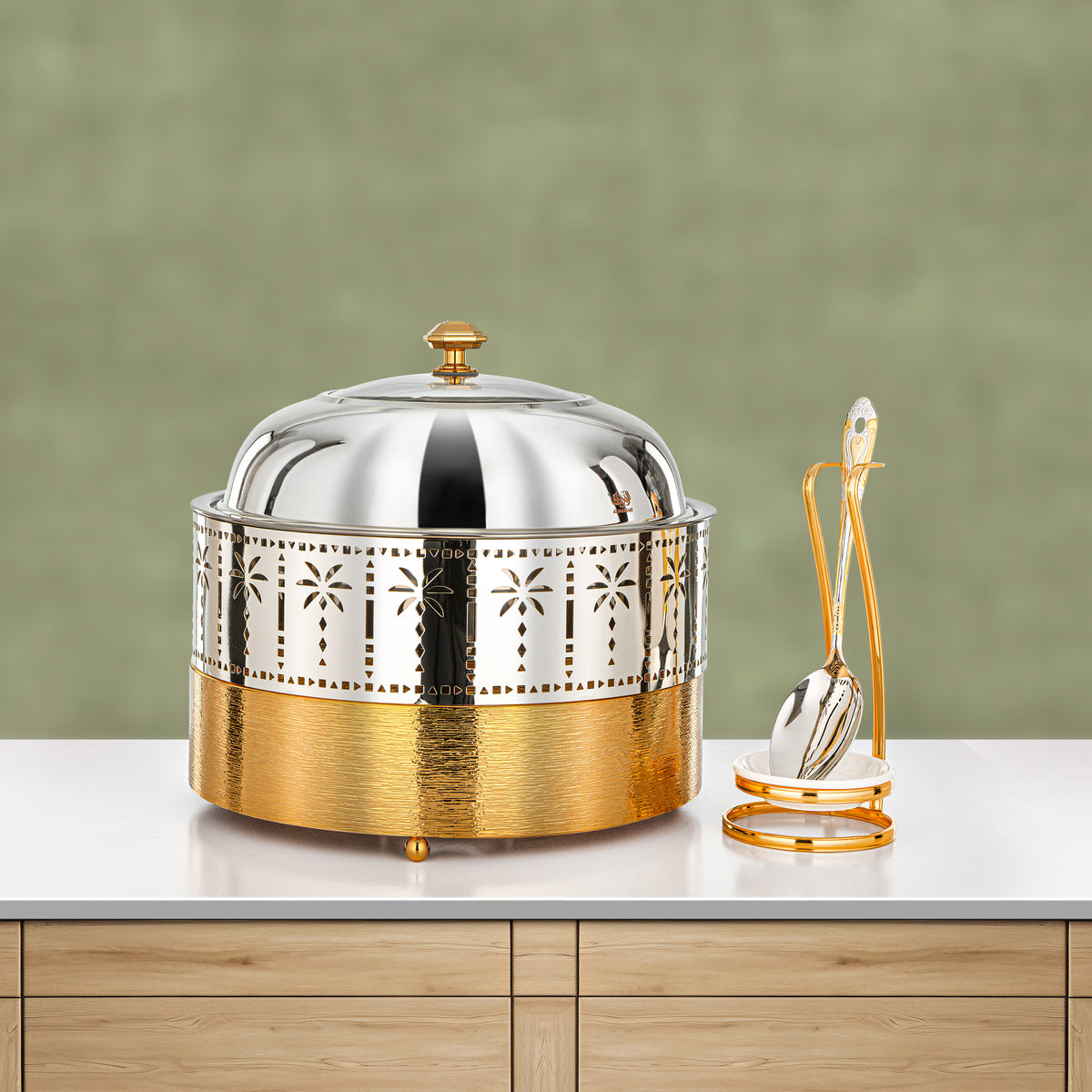 Almarjan 4L Chafing Dish, Brushed Gold & Silver