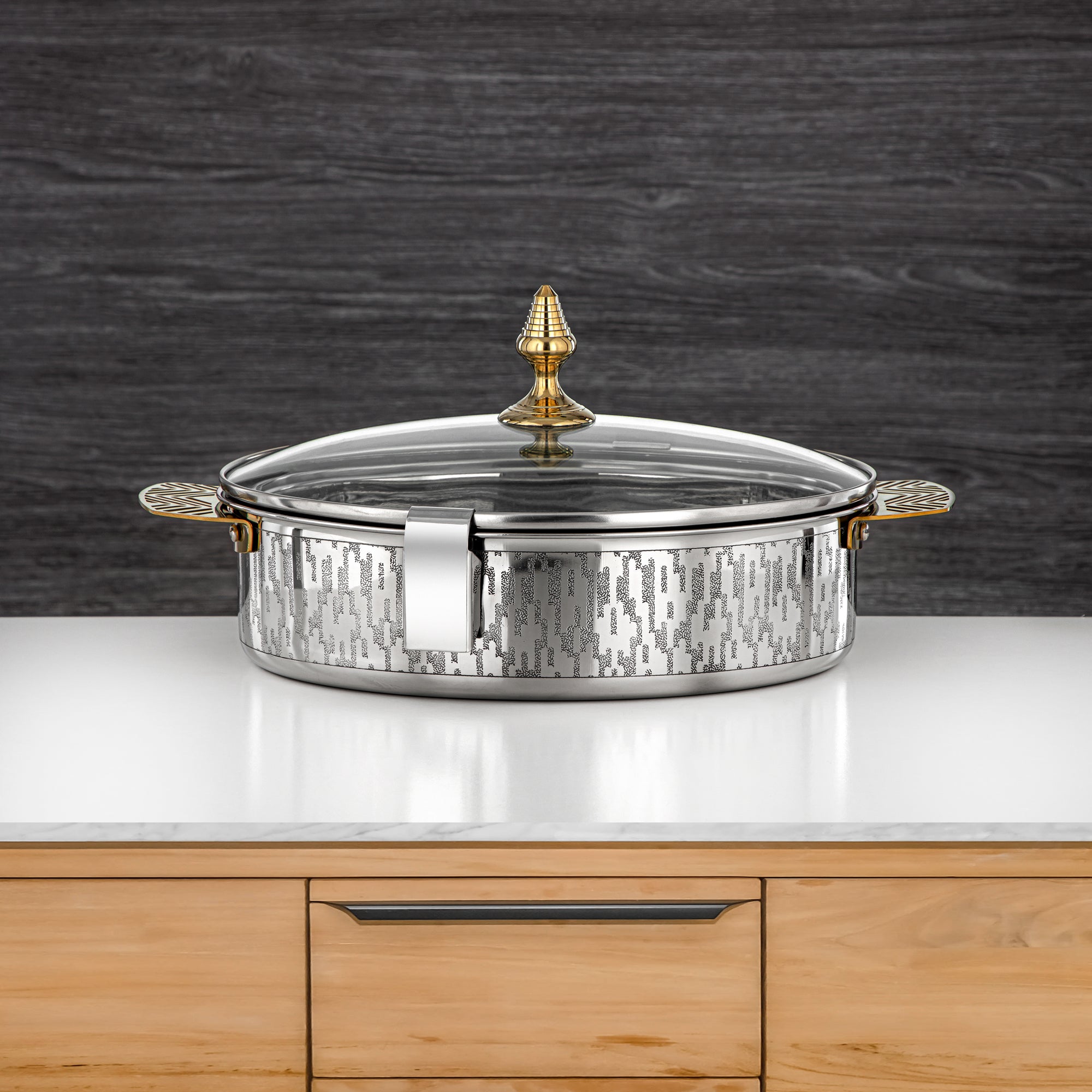 Almarjan Mandi Collection Hot Pot 30cm Silver & Gold