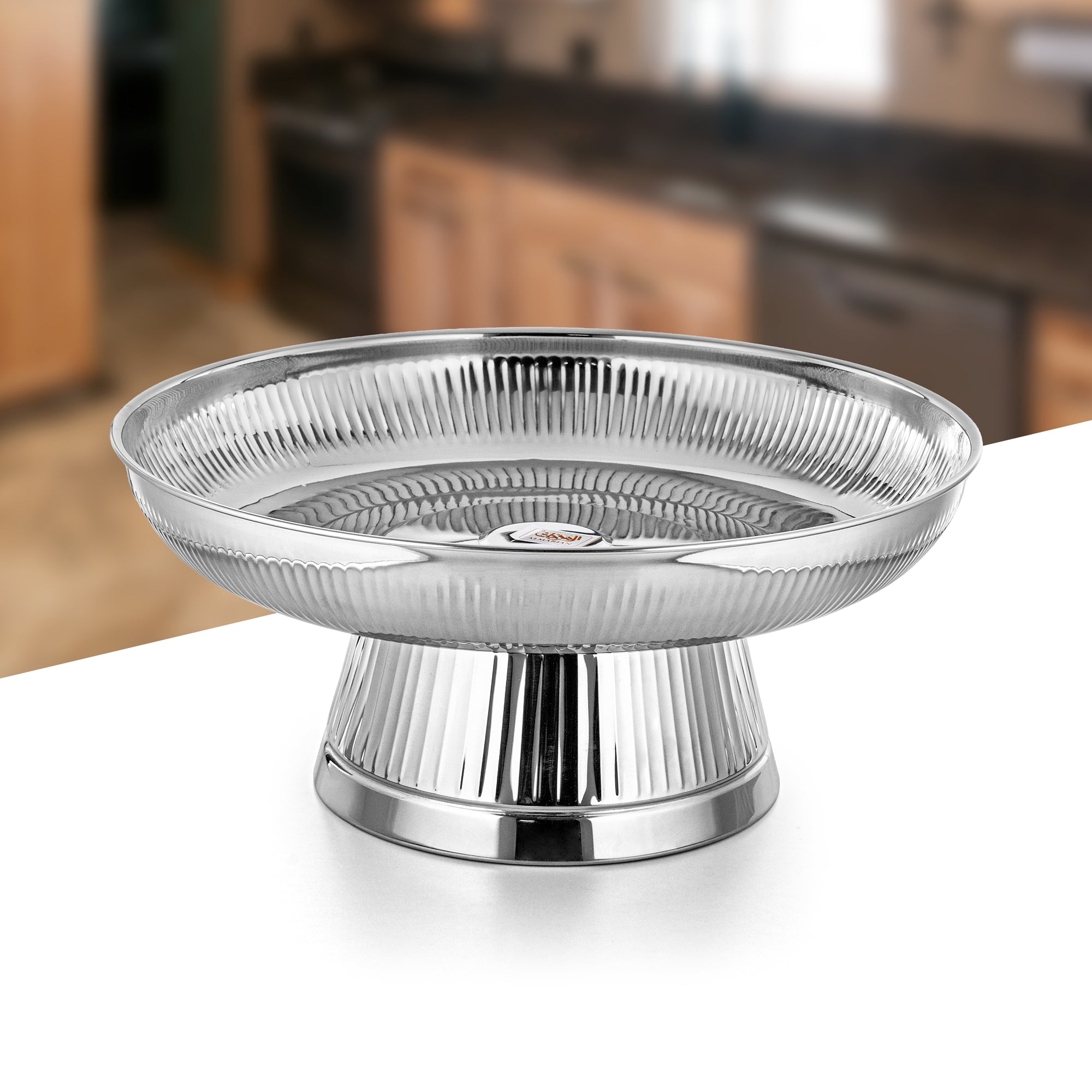 صينية خبز المرجان مع حامل ٤٥ سم فضي