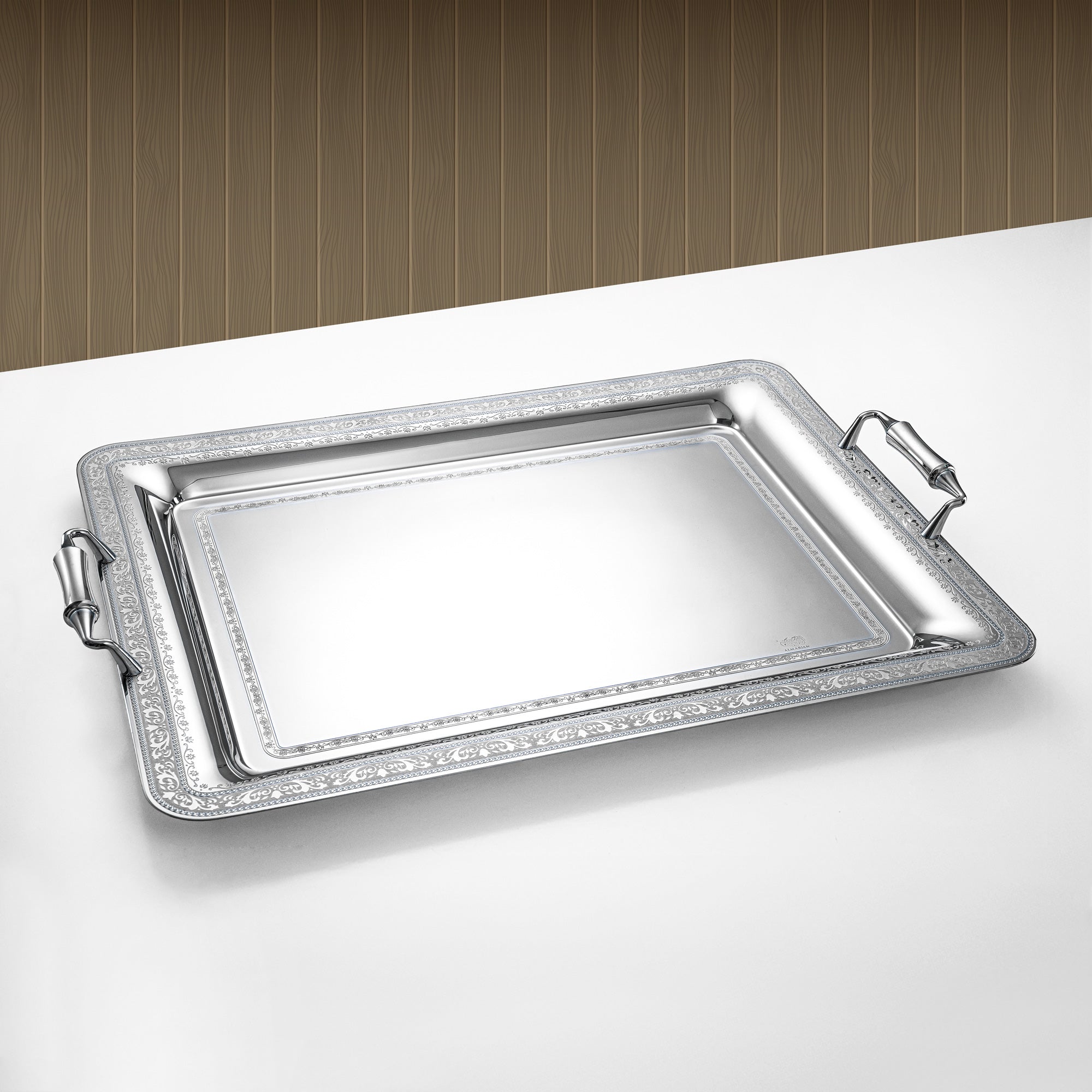 Almarjan Rectangular Serving Tray 57cm Silver