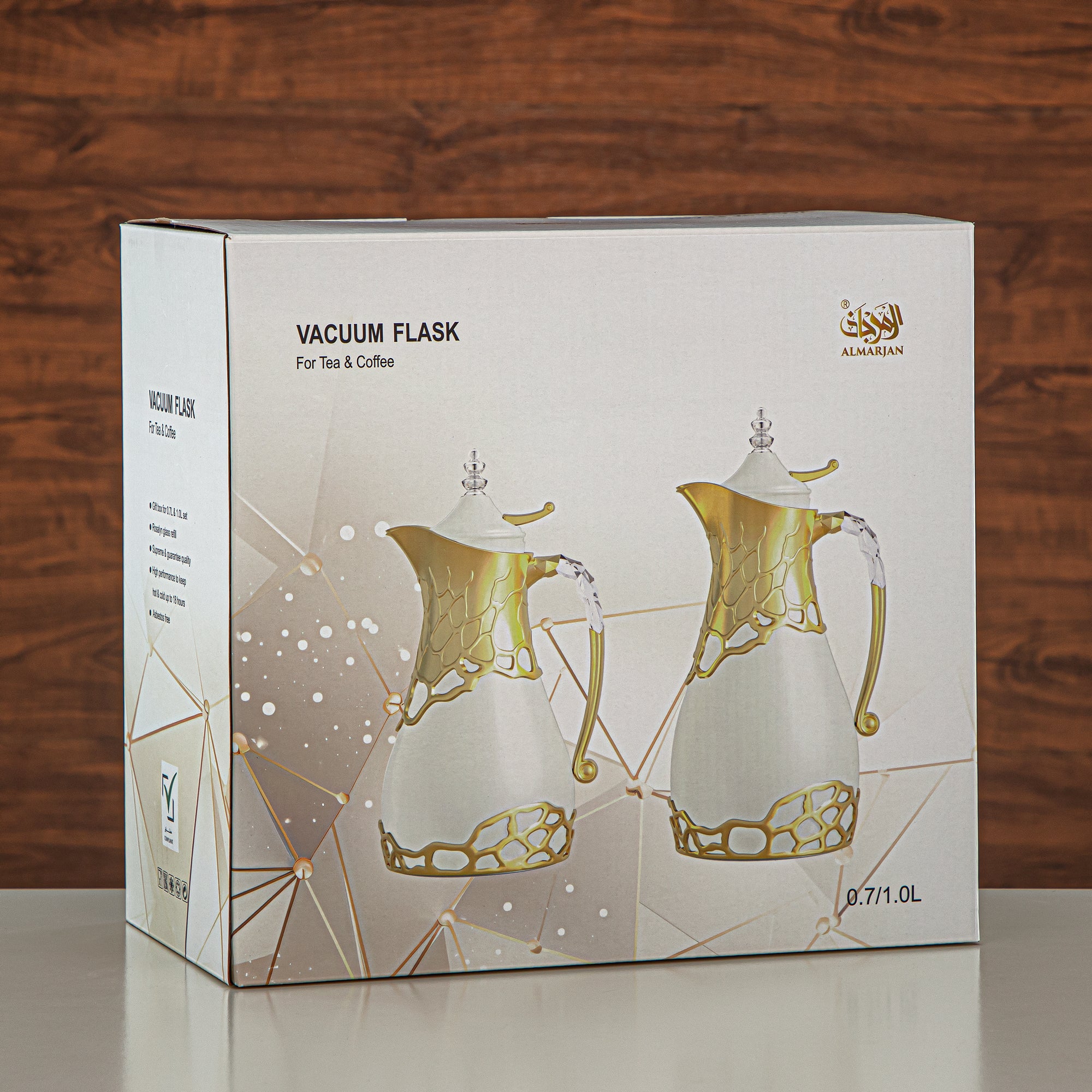 طقم ترامس المرجان بجسم معدني 0.7 لتر و1 لتر بمقبض ABS وأكريليك (VBC-0700/1000 C) – تقديم الشاي والقهوة فضي كامل