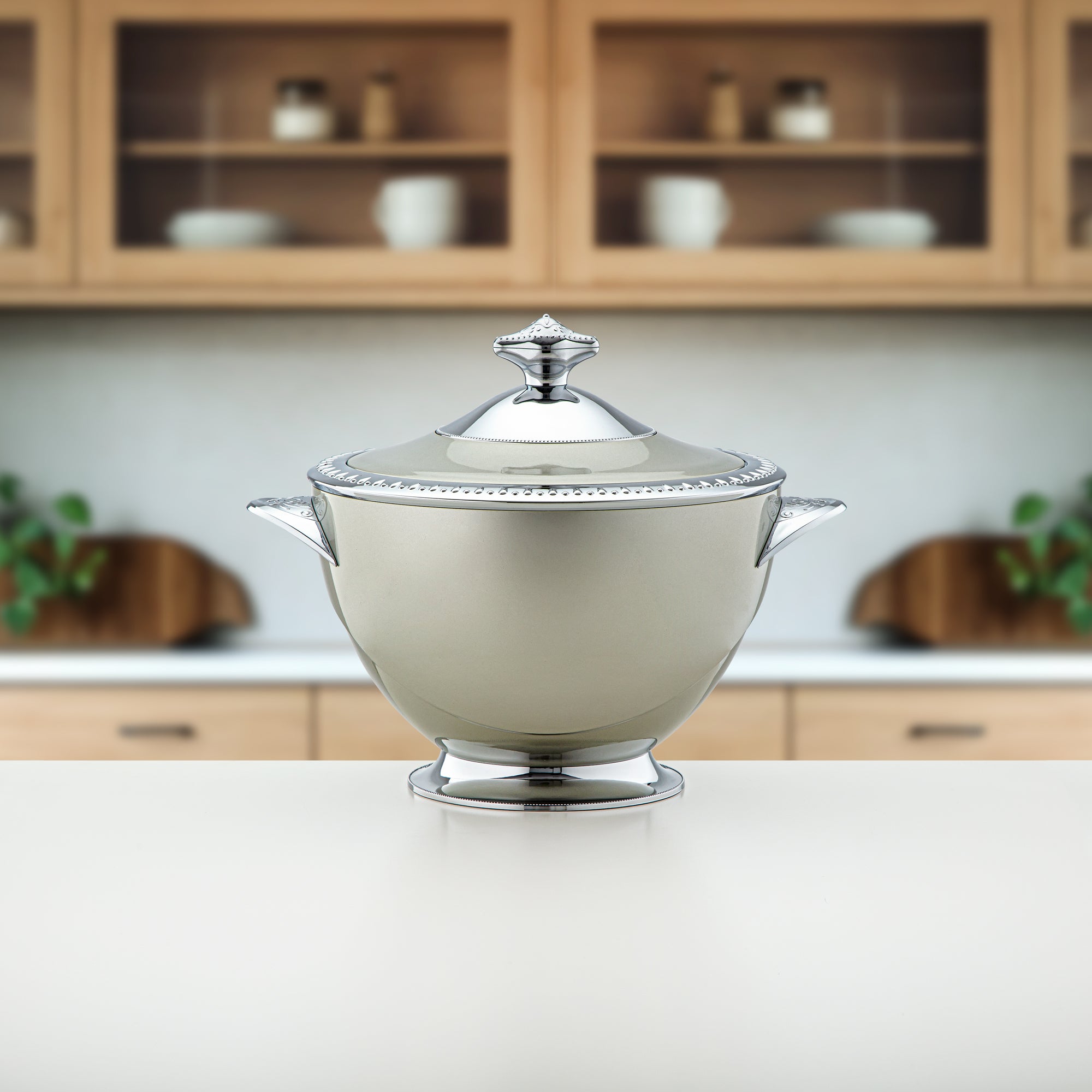 طقم حرارات من المرجان مكون من 3 قطع باللون الرمادي الفاتح والفضي - ZL LG/C