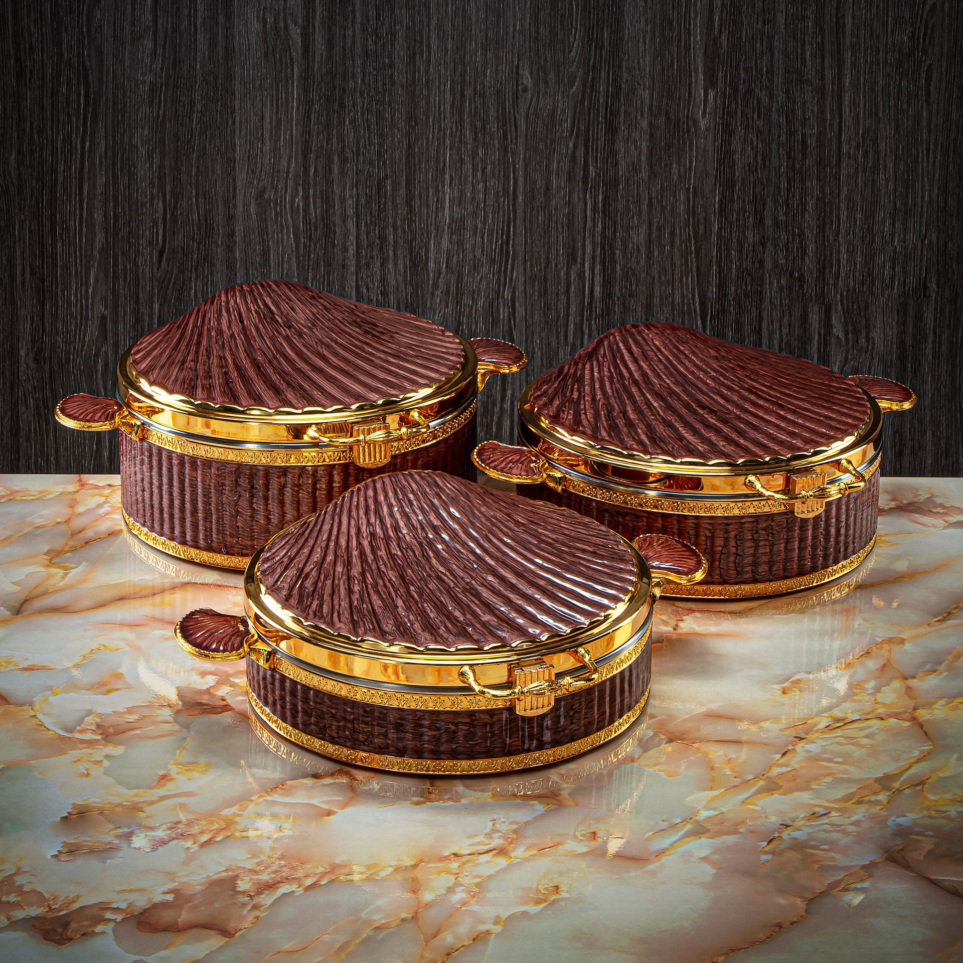 Almarjan 4500 ML Sadaf Collection Hot Pot Pearl Brown & Gold - HP-17