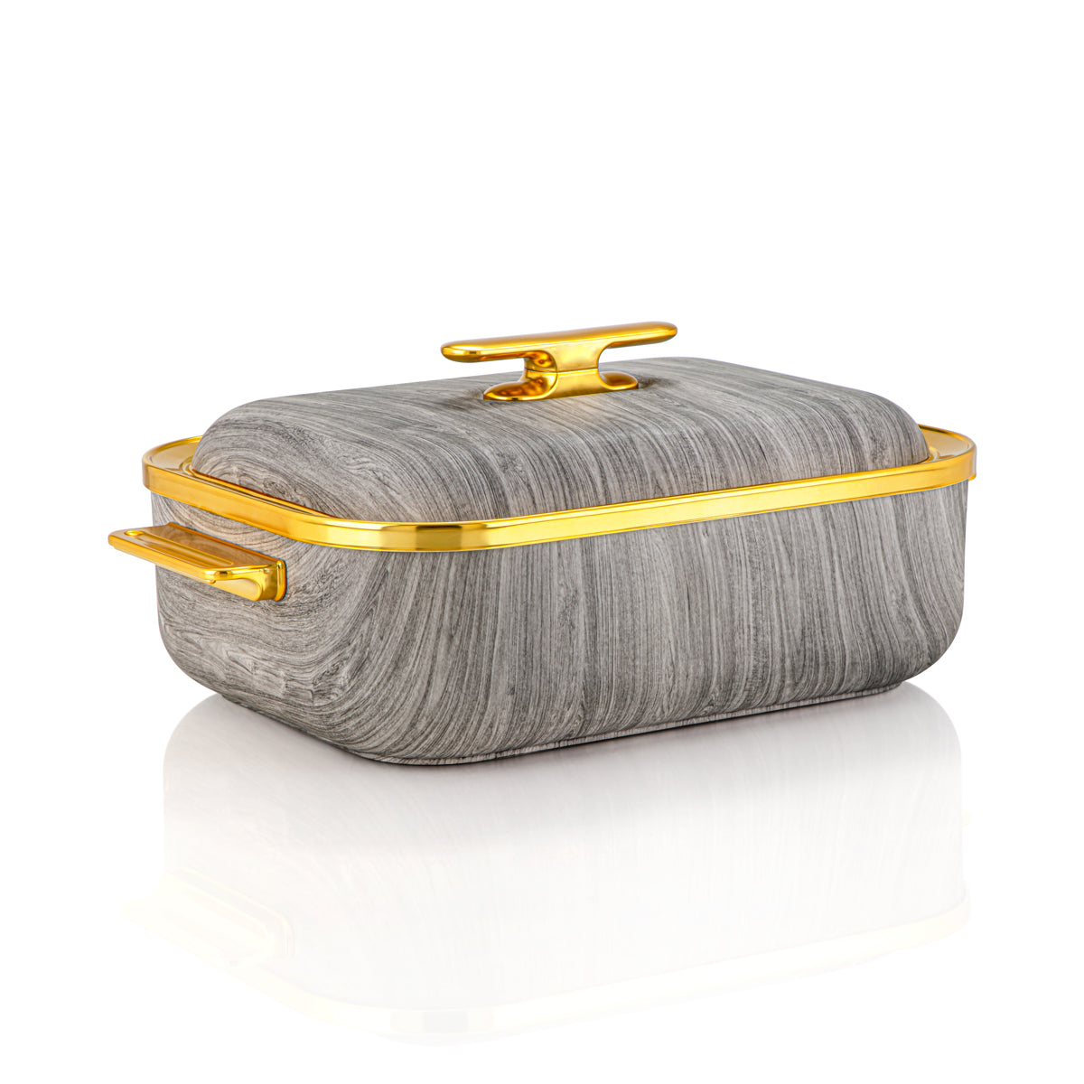 المرجان 4 لتر وعاء بلاستيك مستطيل خشب رمادي وذهبي - HP03-400 خشبي رمادي ذهبي