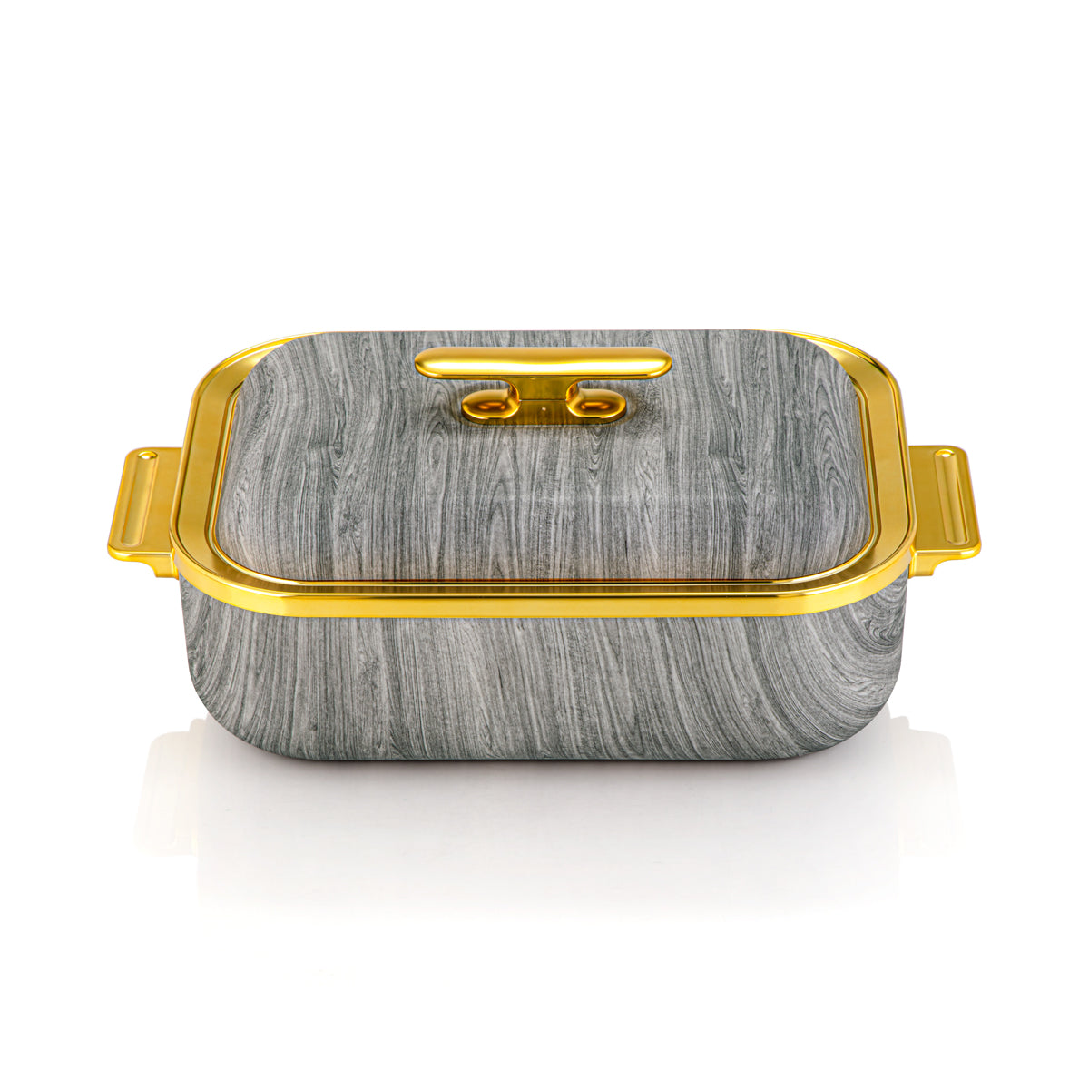 المرجان 4 لتر وعاء بلاستيك مستطيل خشب رمادي وذهبي - HP03-400 خشبي رمادي ذهبي