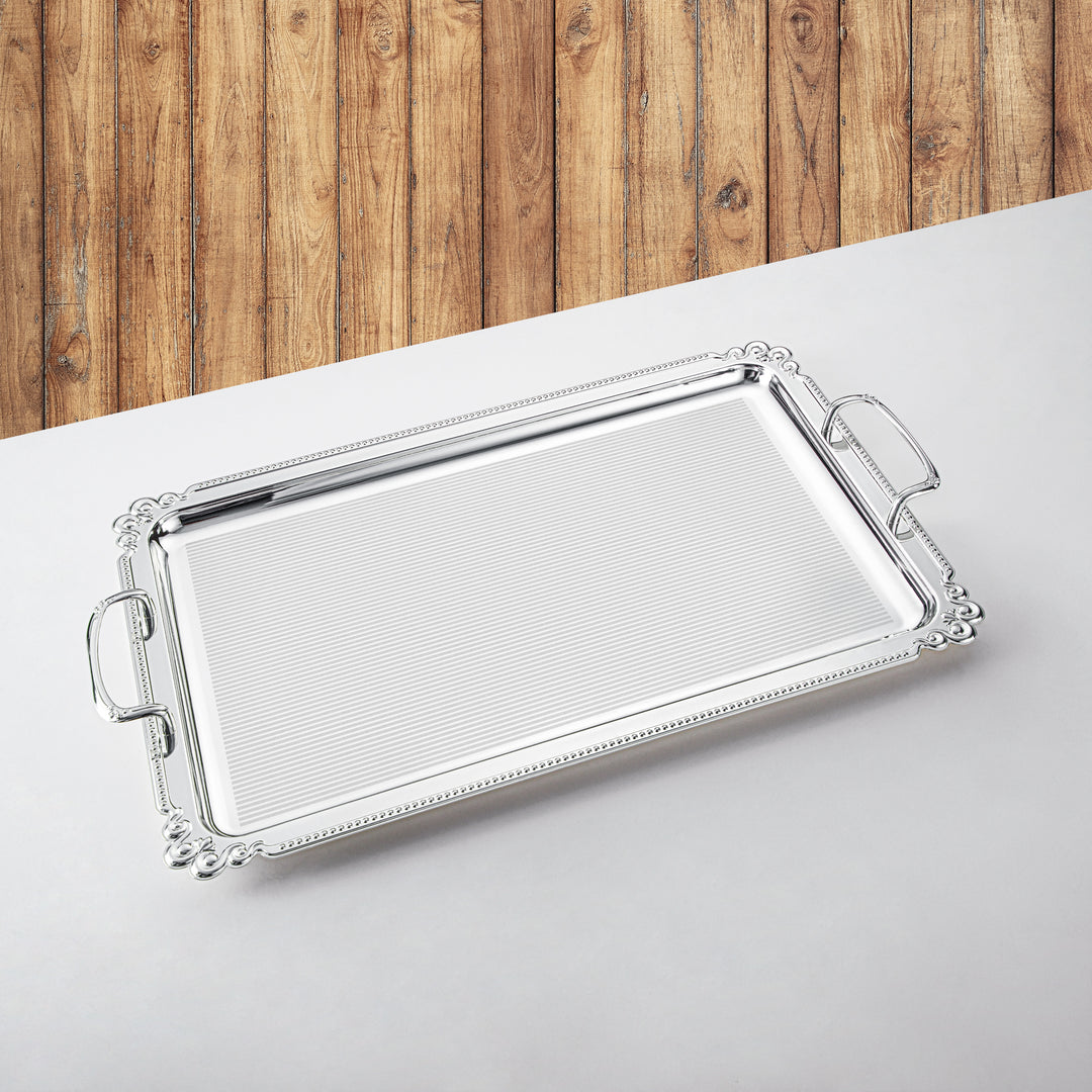 Almarjan Serving Tray, Silver (332XL-S) | Ramadan & Special Occasions