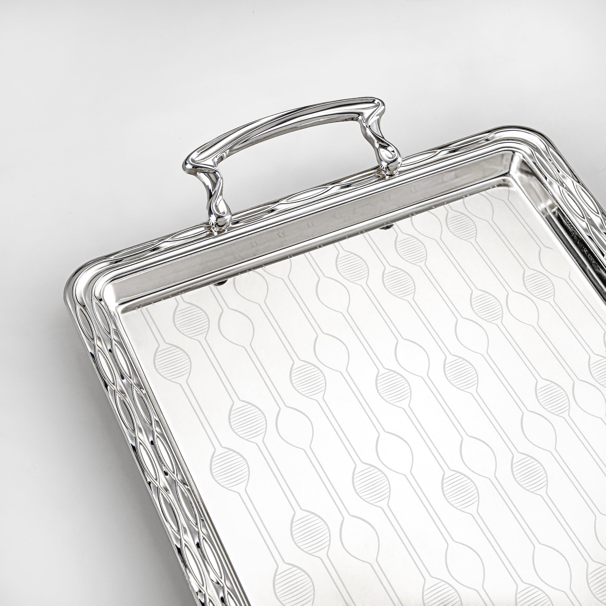 Almarjan Serving Tray, Silver (333XL-S) | Ramadan & Special Occasions