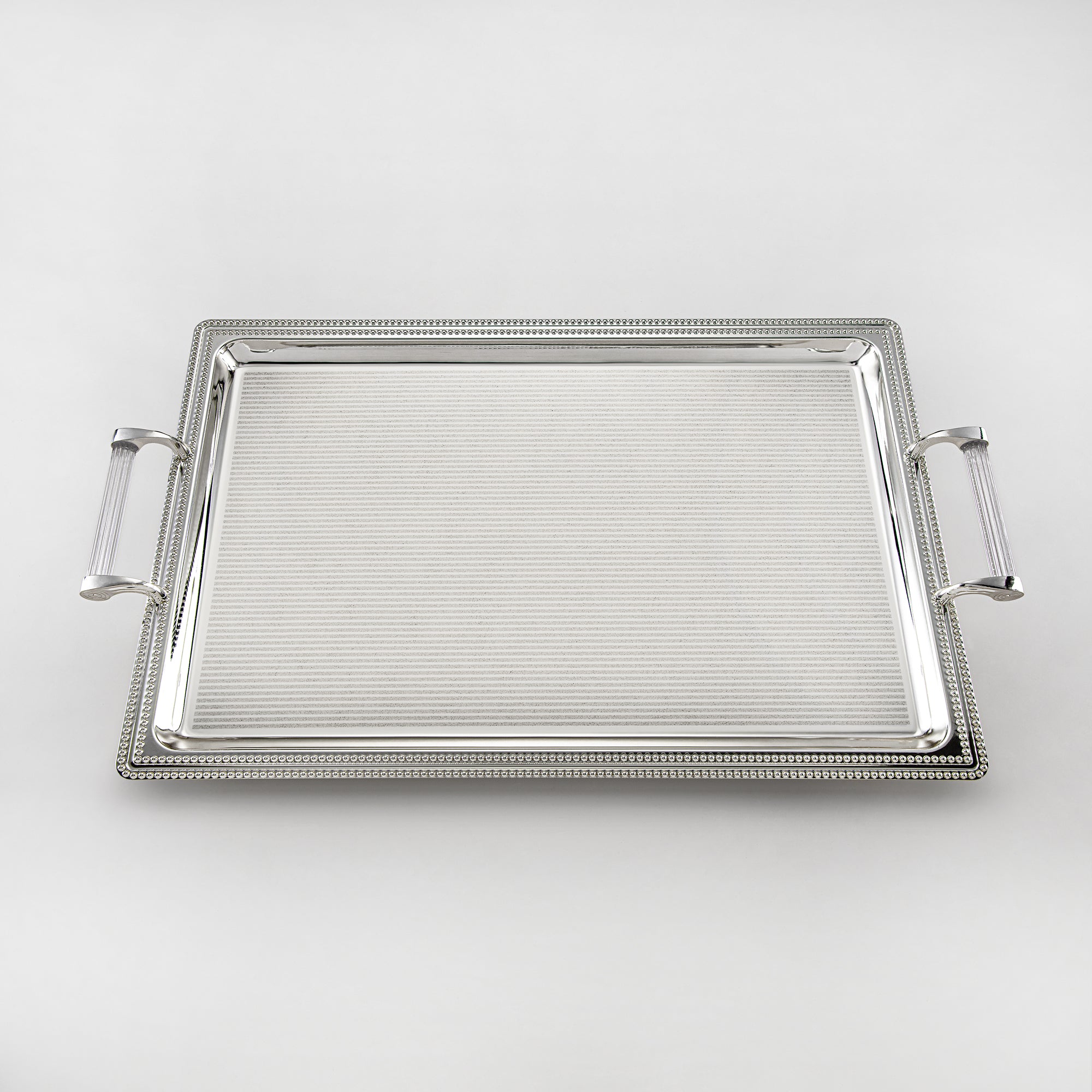 Almarjan Serving Tray Set - 3 Pieces, Silver (576XLLM-S) | Ramadan & Special Occasions