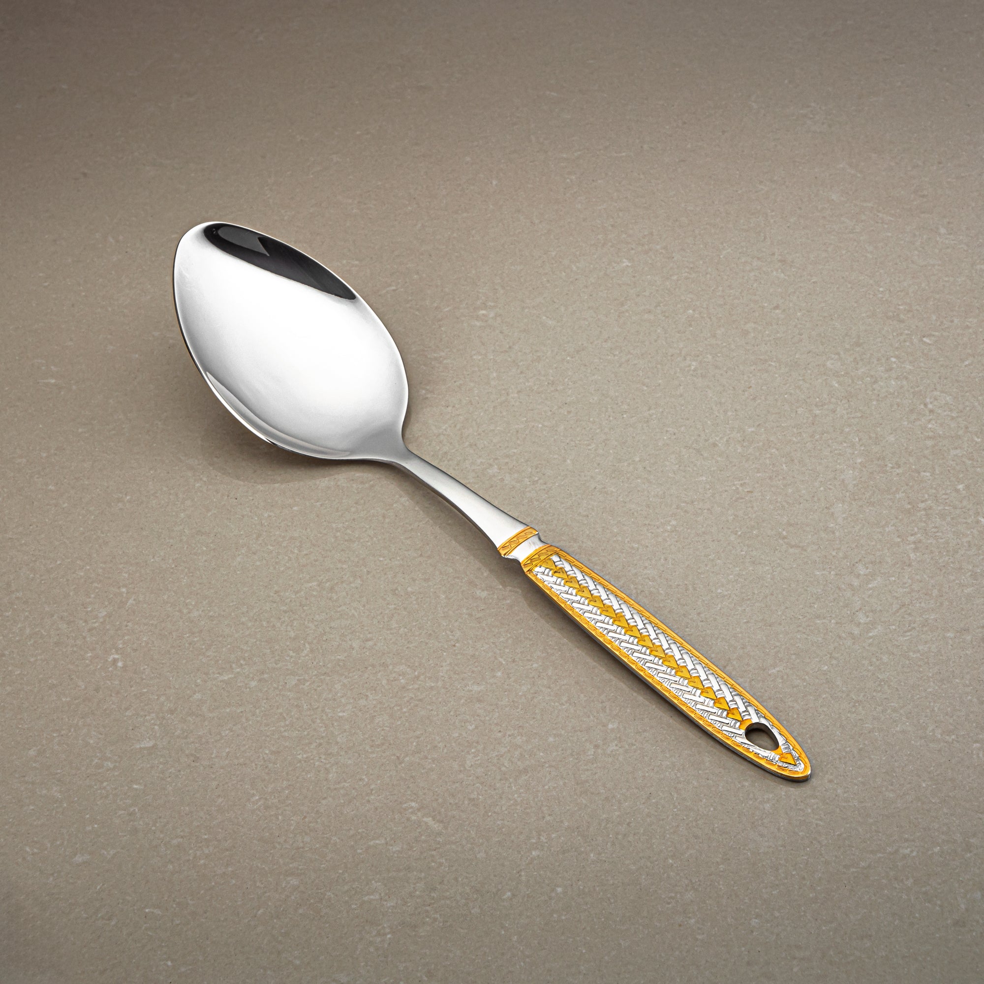 Almarjan Small Pasting Spoon, Stainless Steel, Silver & Gold (CUT0010481) Elegant Flatware