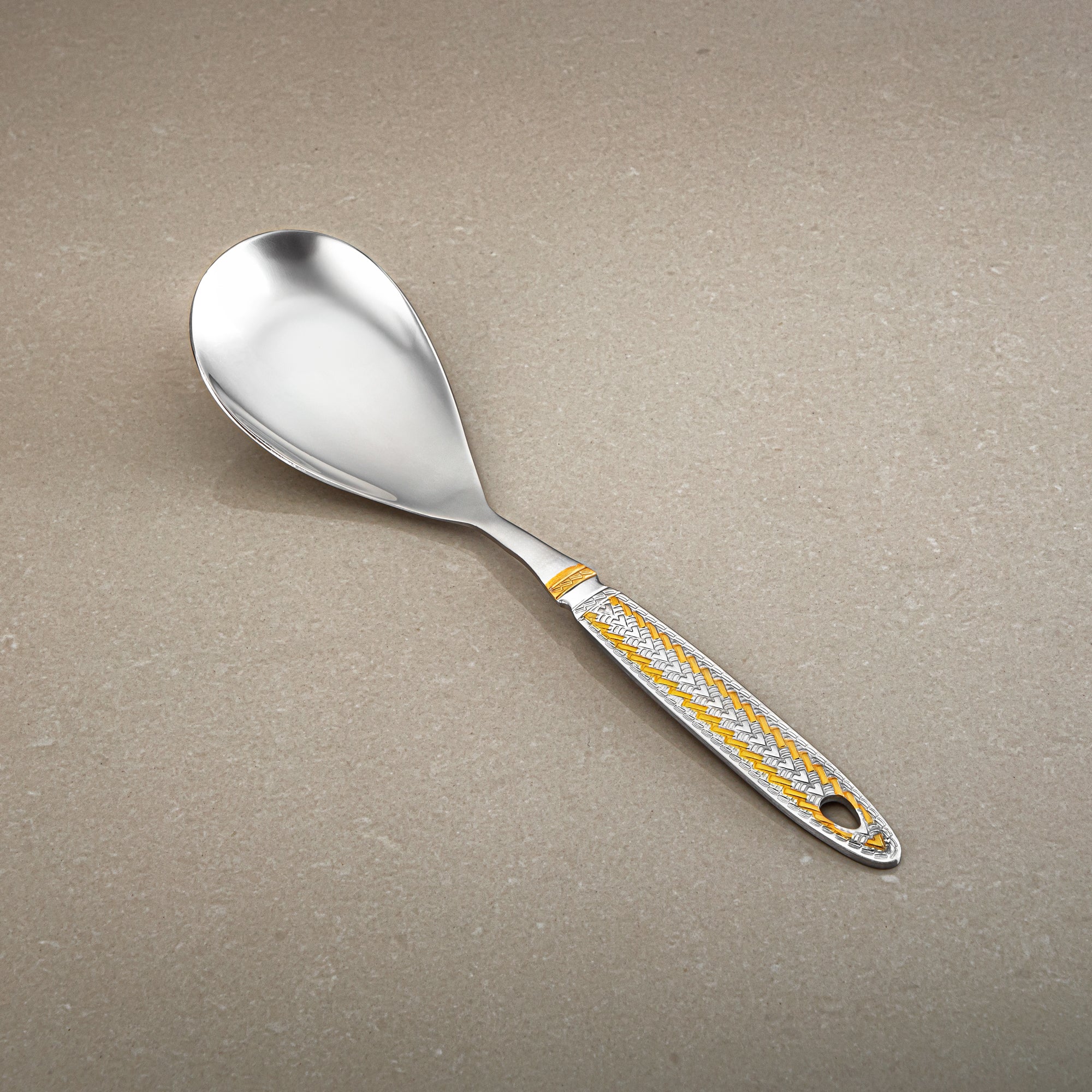 Almarjan Rice Spoon, Stainless Steel, Silver & Gold (CUT0010491) Elegant Flatware