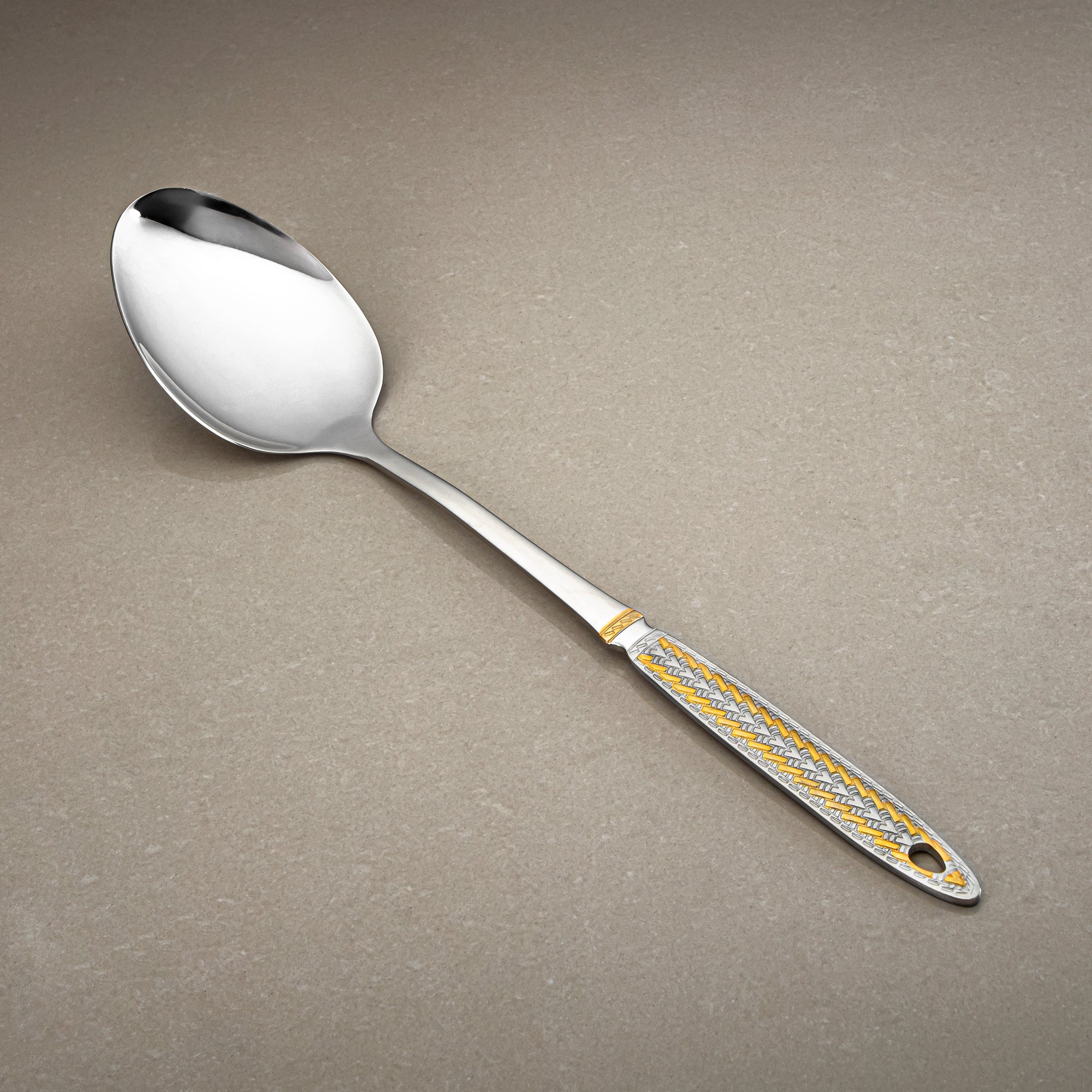 Almarjan Pasting Spoon, Stainless Steel, Silver & Gold (CUT0010512) Elegant Flatware