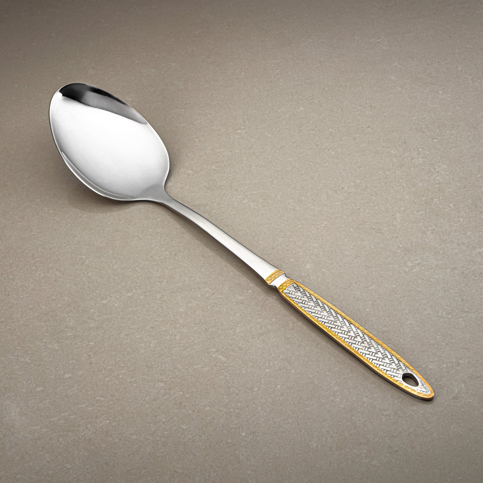 Almarjan Pasting Spoon, Stainless Steel, Silver & Gold (CUT0010507) Elegant Flatware