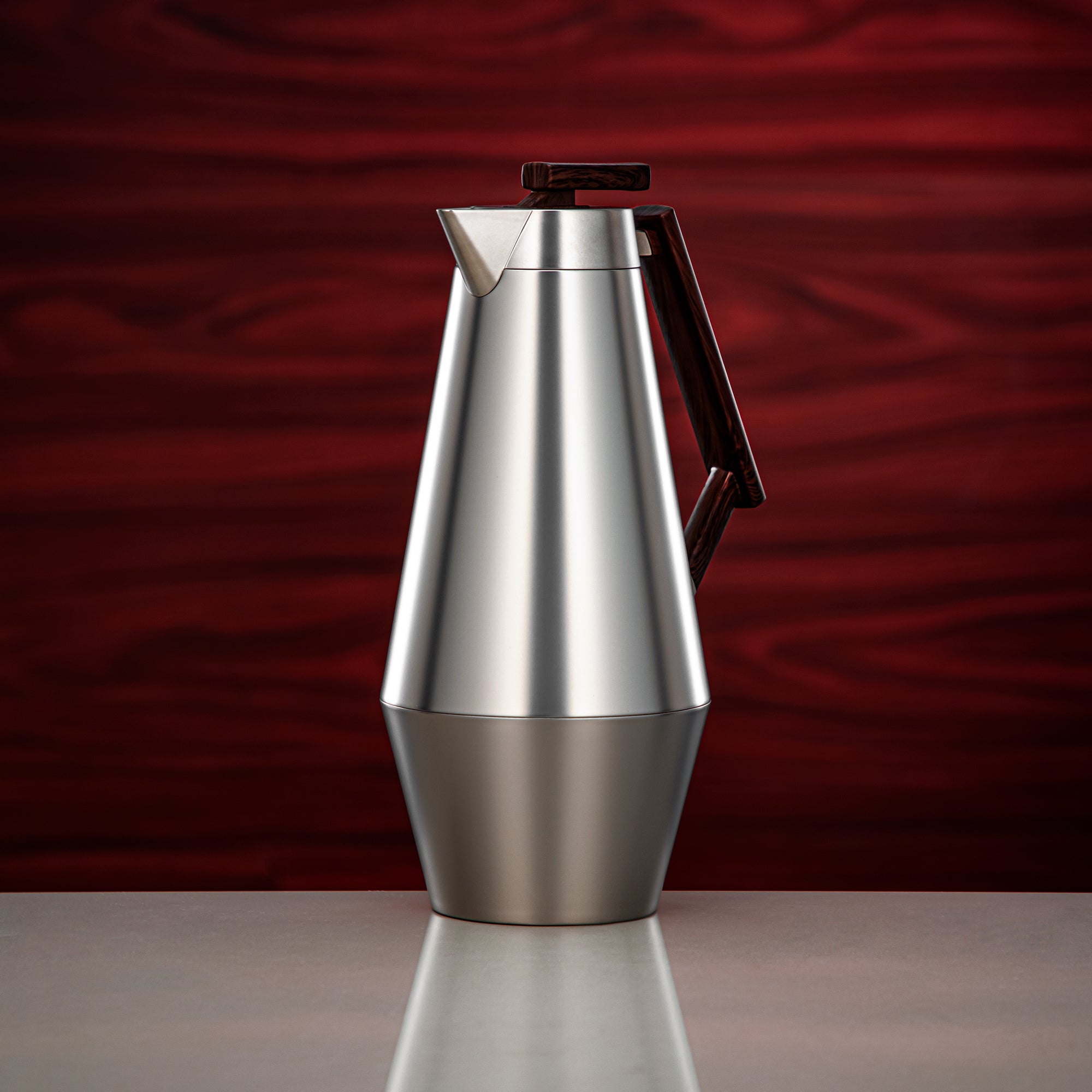 Almarjan Vacuum Flask Set 0.7L & 1L Matt Nickel & Matt Dark Wood