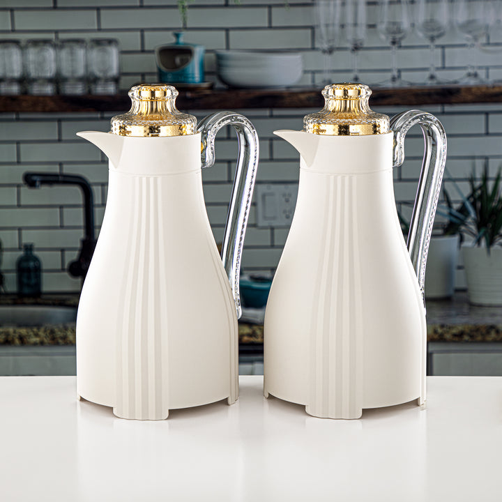 Almarjan 2 Pieces Vacuum Flask Set Ivory & Gold - FG205 AB-100 MIV/G