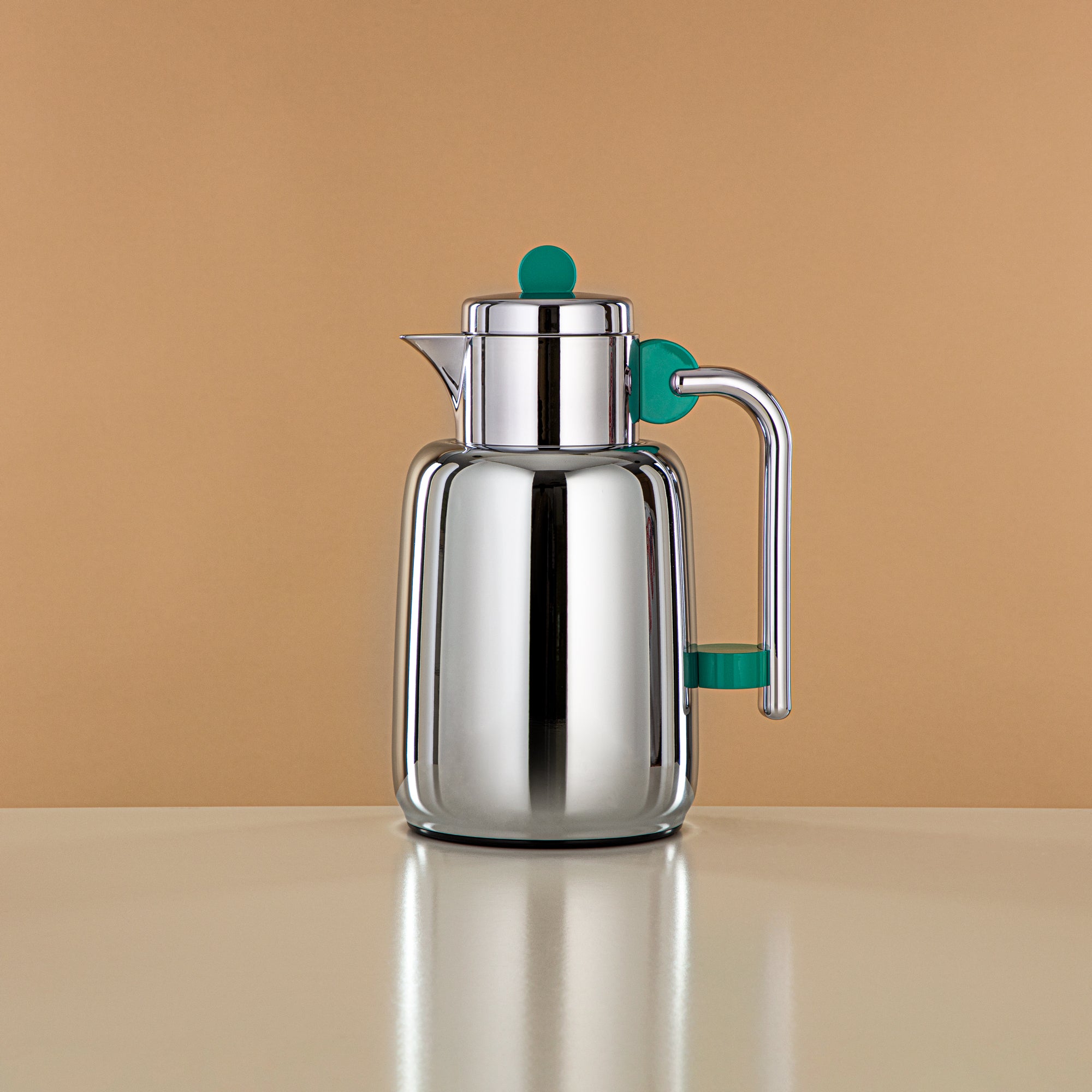 Almarjan Vacuum Flask Set - 0.7L + 1L, Silver & Tiffany Green (FG808-070/100 TF/C) - For Serving Tea & Coffee