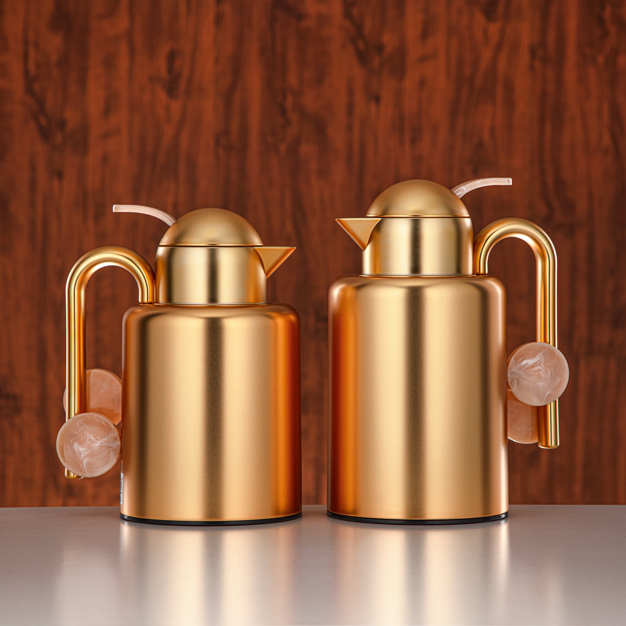 Almarjan Vacuum Flask Set Matt Gold & Ivory Marble (FG819-100/150 MG/IV)