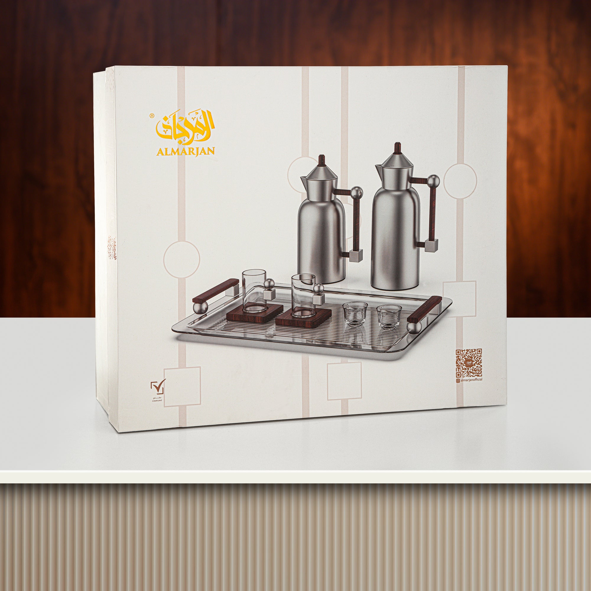 طقم ترامس المرجان 0.7 لتر و1 لتر بلمسة نيكل غير لامع مع لمسة رخامية