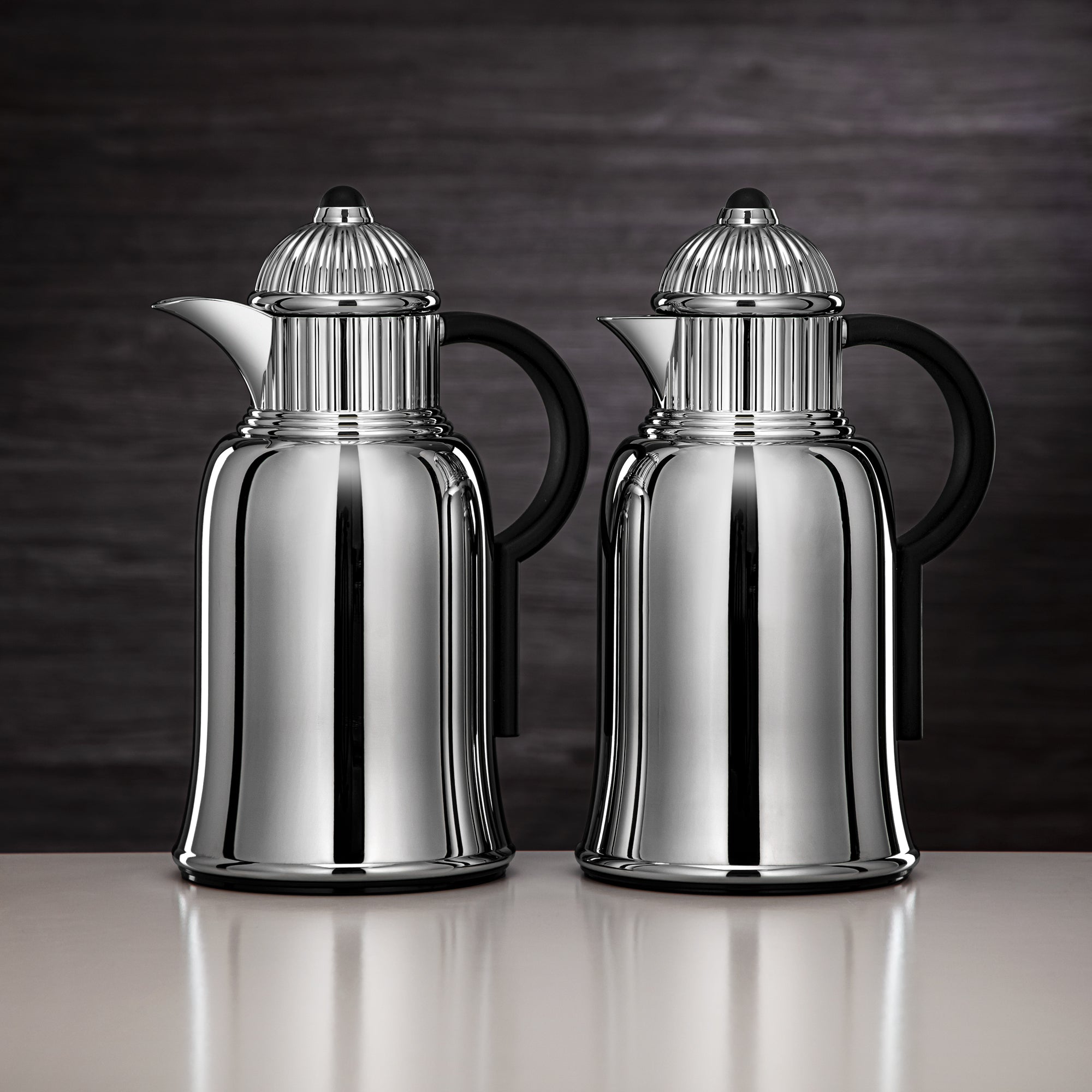 Almarjan Vacuum Flask Set 1L + 1L Silver & Matt Black