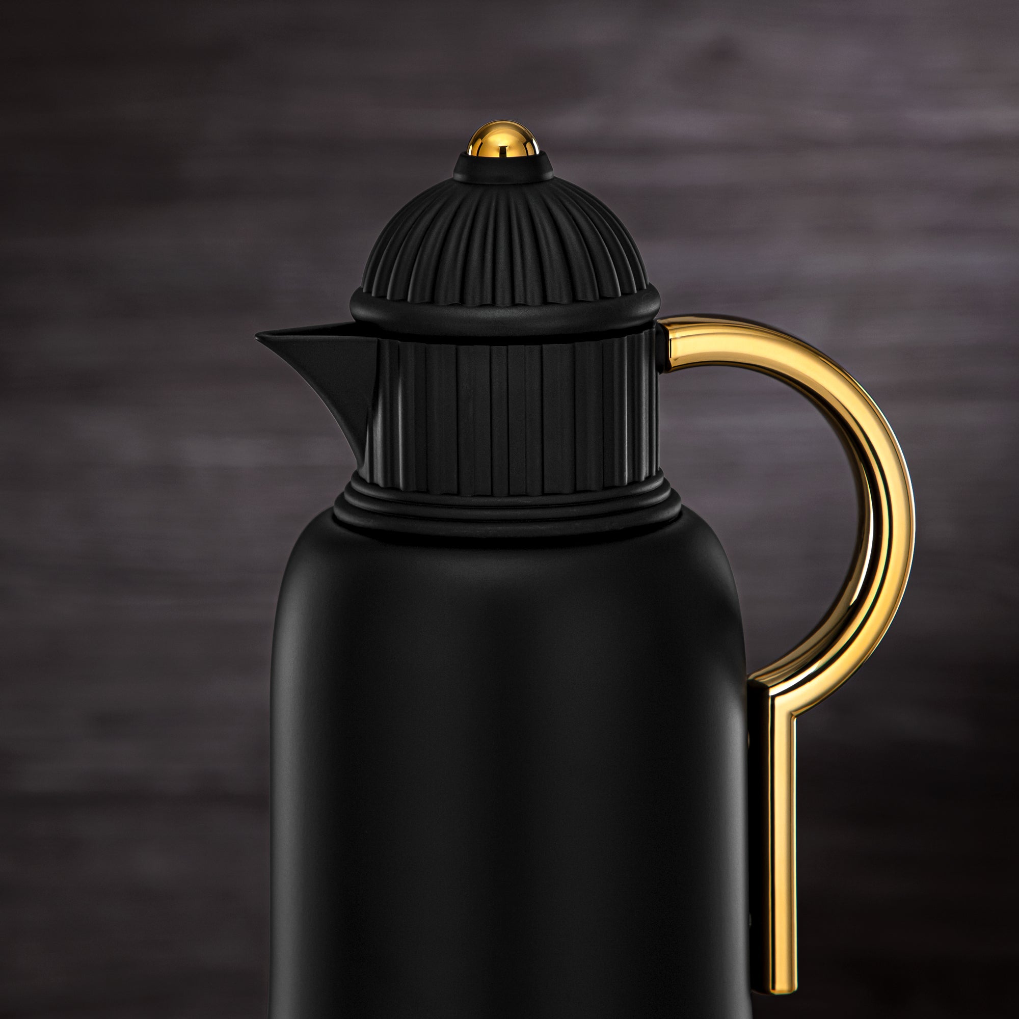 Almarjan Vacuum Flask Set 1L + 1L Matt Black & Gold