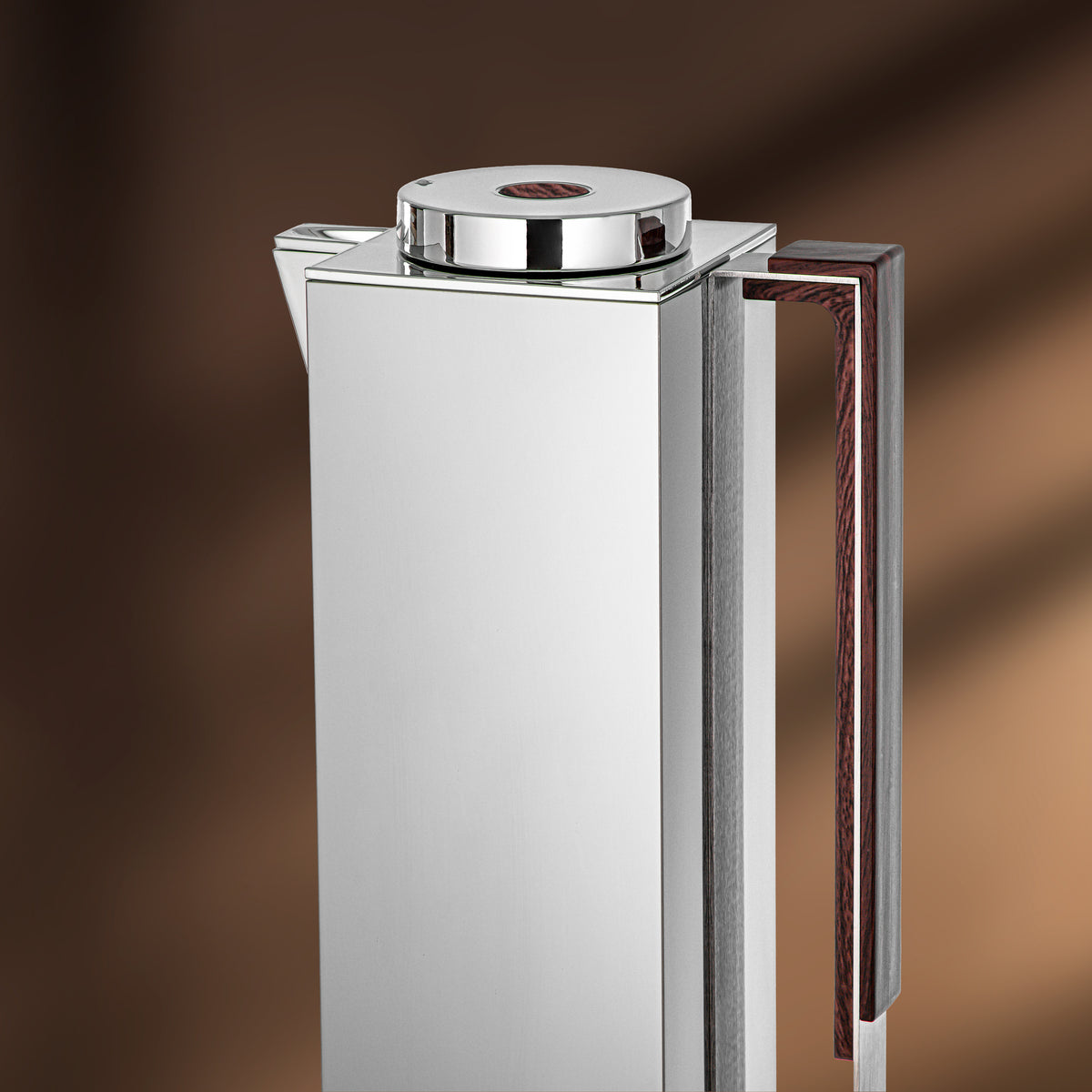 Almarjan 2 Pieces Vacuum Flask Set, Silver & Dark Wood
